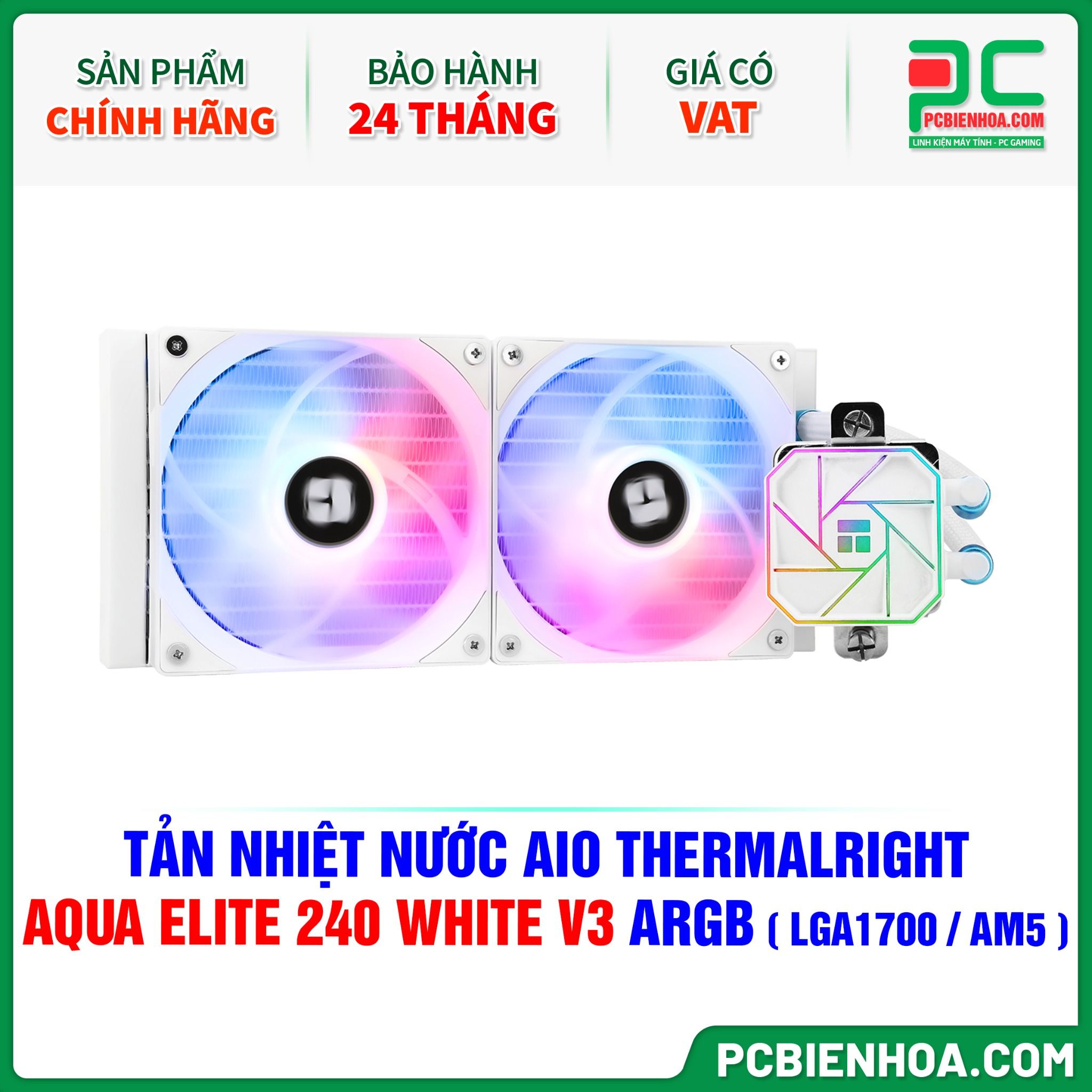 TẢN NHIỆT NƯỚC AIO THERMALRIGHT AQUA ELITE 240 WHITE V3 ARGB ( HỖ TRỢ SOCKET LGA1700 / AM5 )