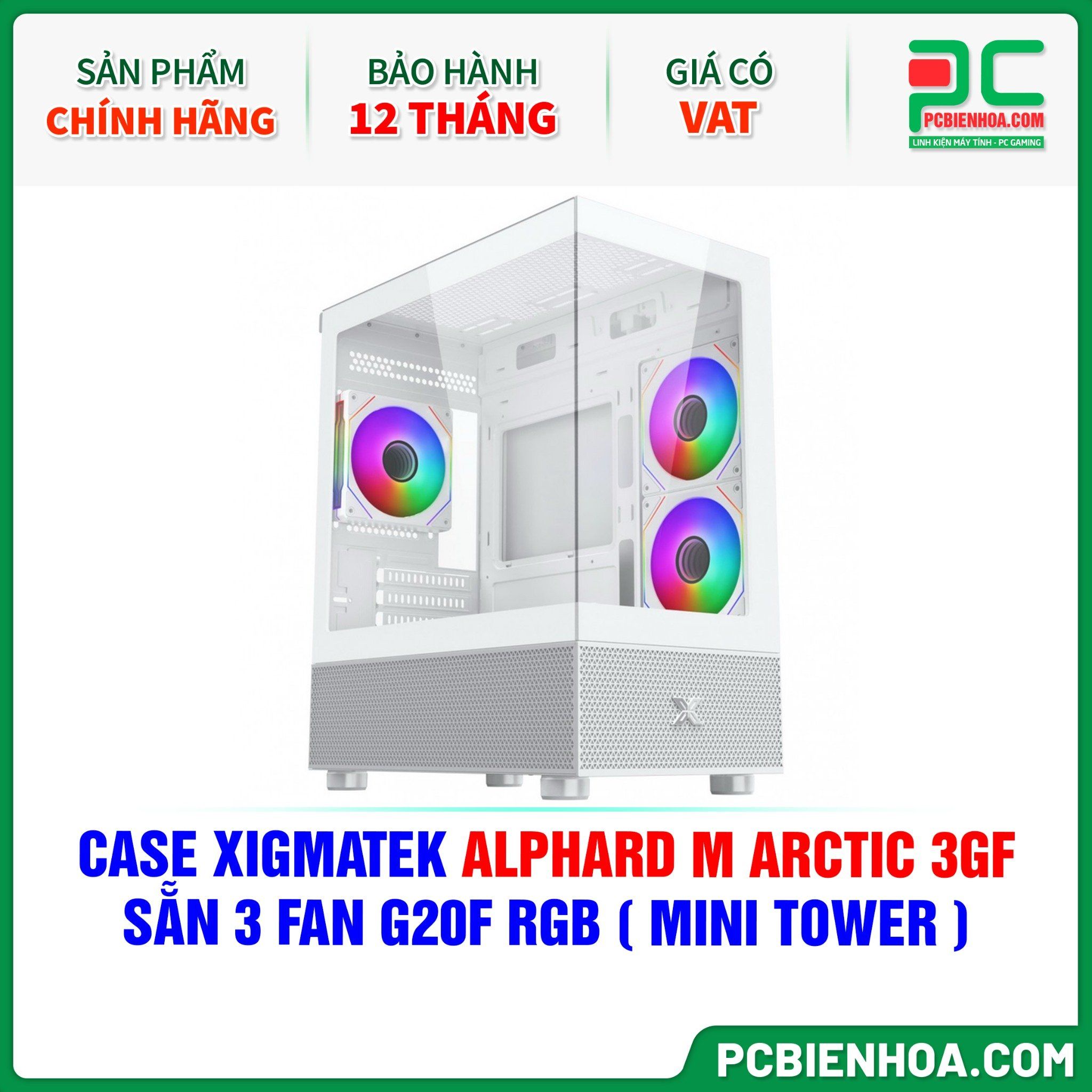 CASE XIGMATEK ALPHARD M ARCTIC 3GF - SẴN 3 FAN G20F RGB ( MINI TOWER - EN44113 )