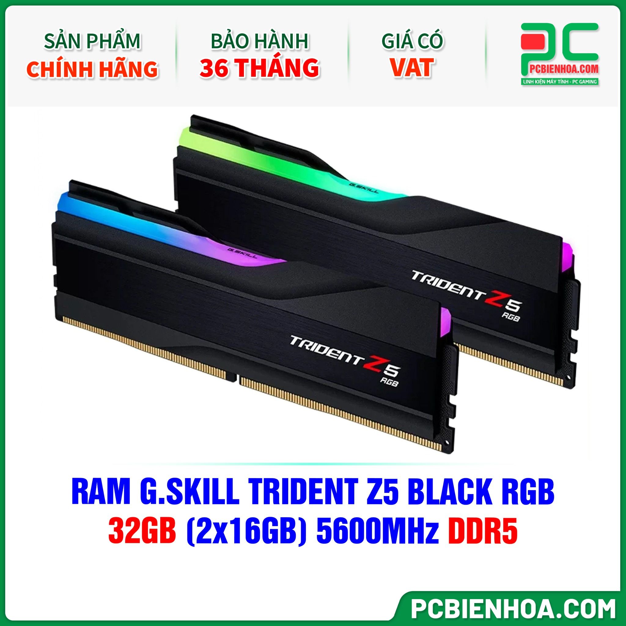 RAM G.SKILL TRIDENT Z5 BLACK RGB - 32GB (2x16GB) 5600MHz DDR5 (F5-5600J4040C16GX2-TZ5RK)