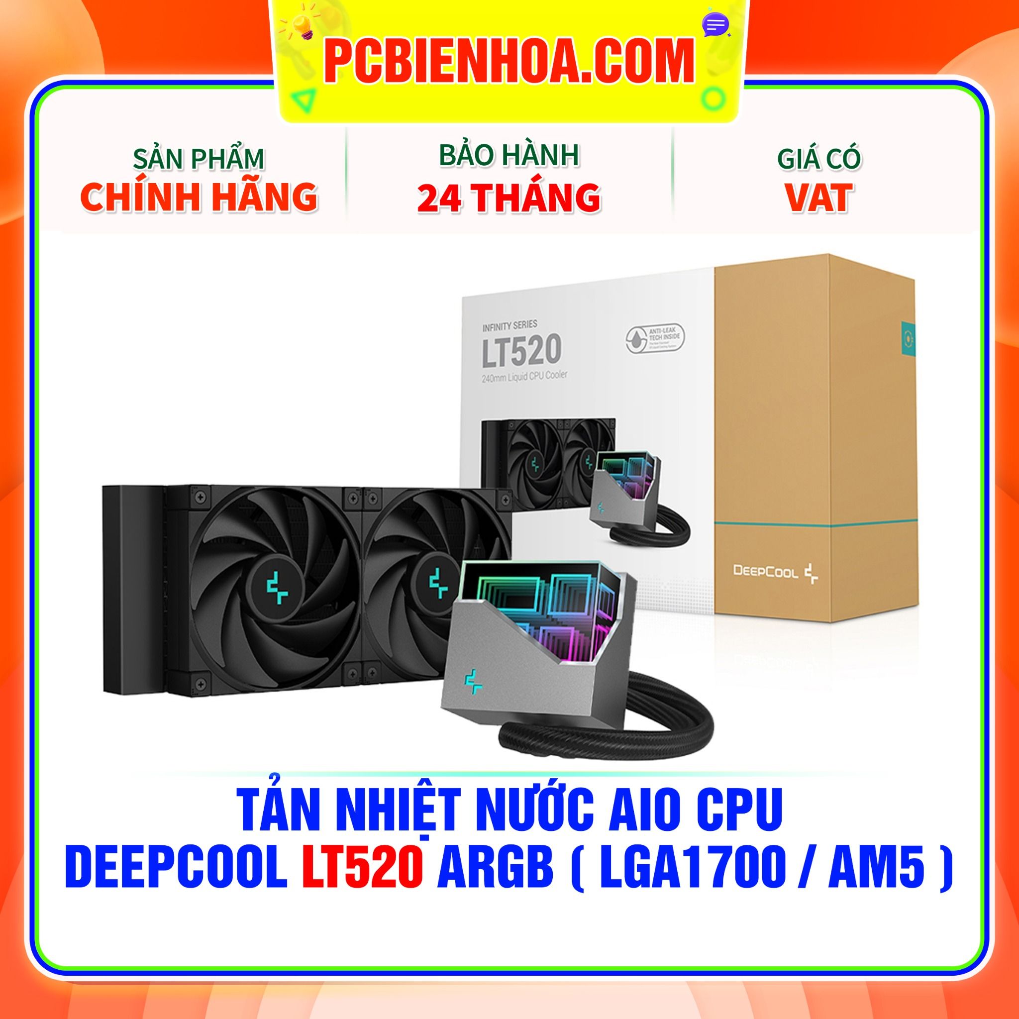  TẢN NHIỆT NƯỚC AIO CPU DEEPCOOL LT520 ARGB ( HỖ TRỢ SOCKET LGA1700 / AM5 ) 