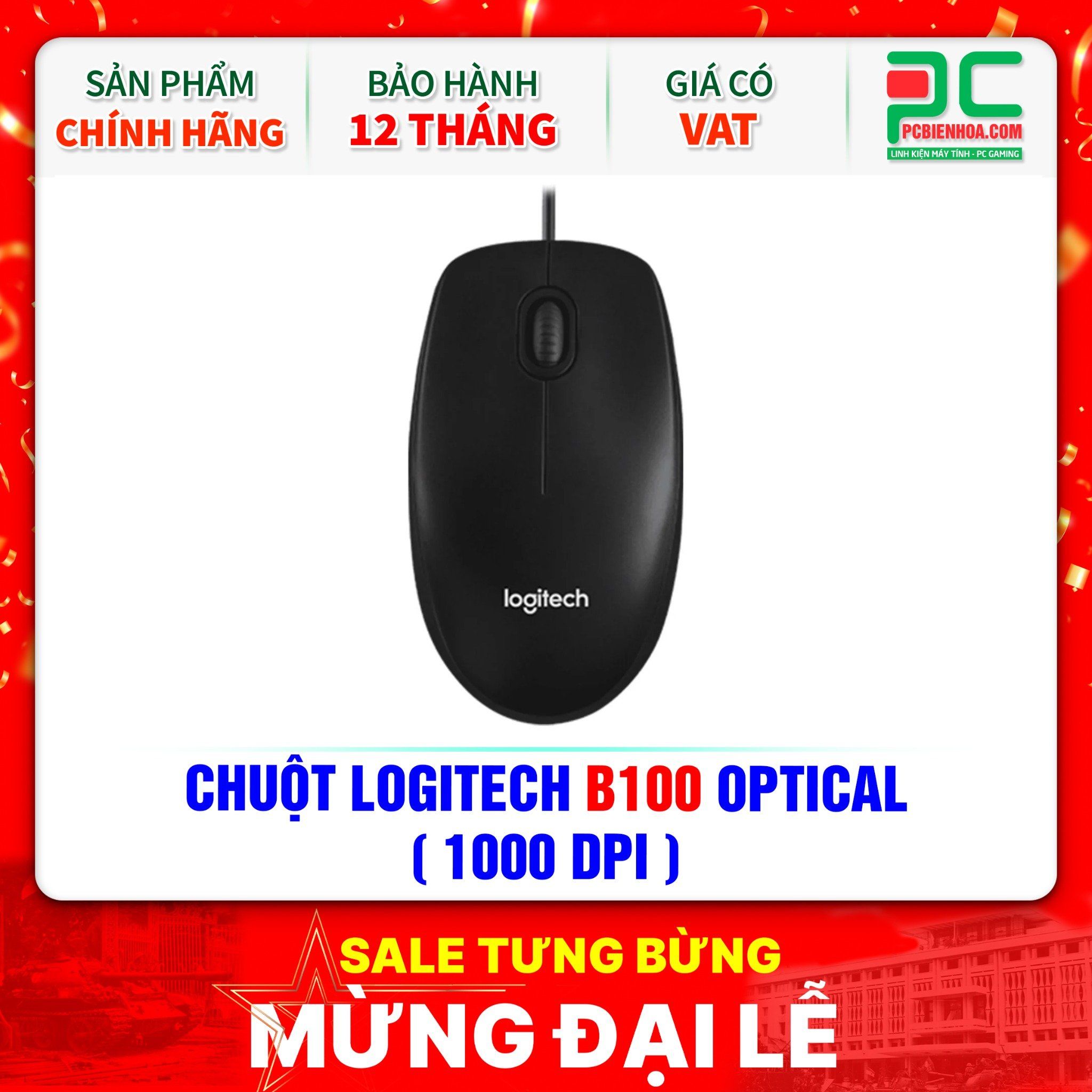 CHUỘT LOGITECH B100 OPTICAL ( 1000 DPI )