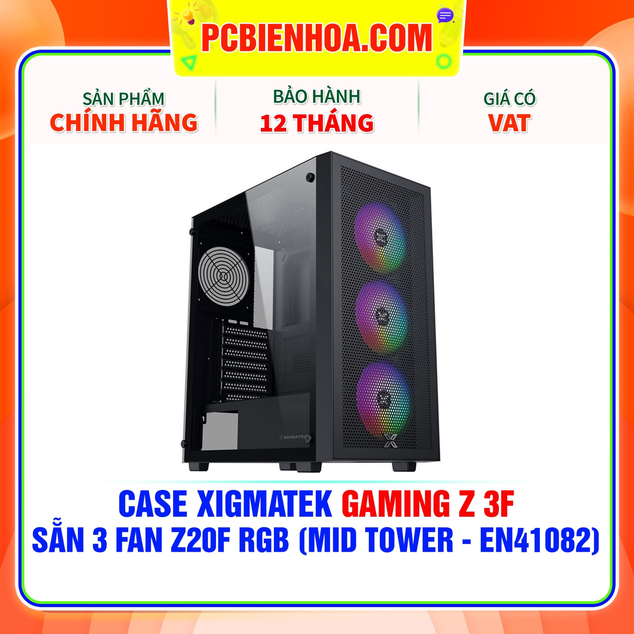  CASE XIGMATEK GAMING Z 3F - SẴN 3 FAN Z20F RGB ( MID TOWER - EN41082 ) 