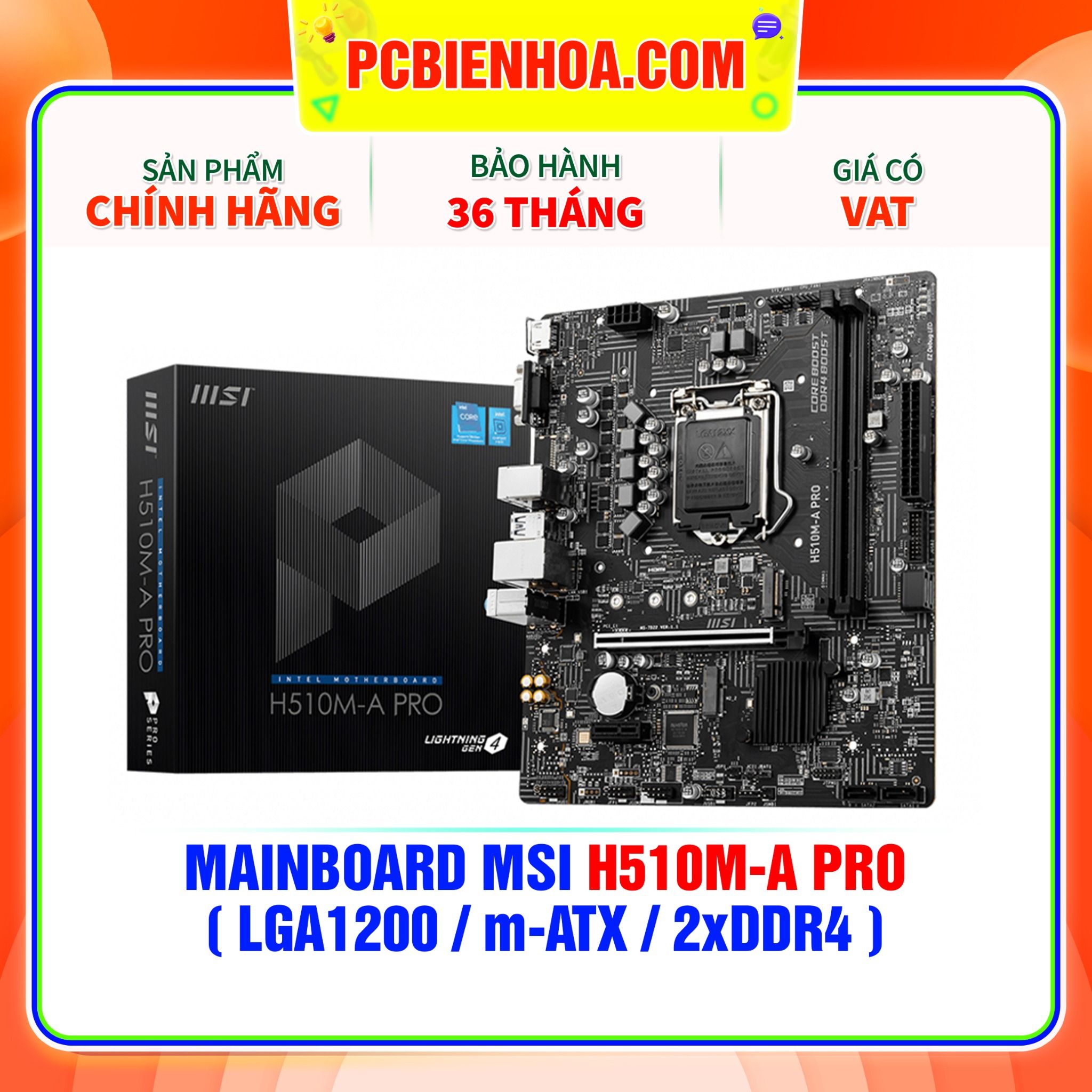  MAINBOARD MSI H510M-A PRO ( LGA1200 / m-ATX / 2xDDR4 ) 