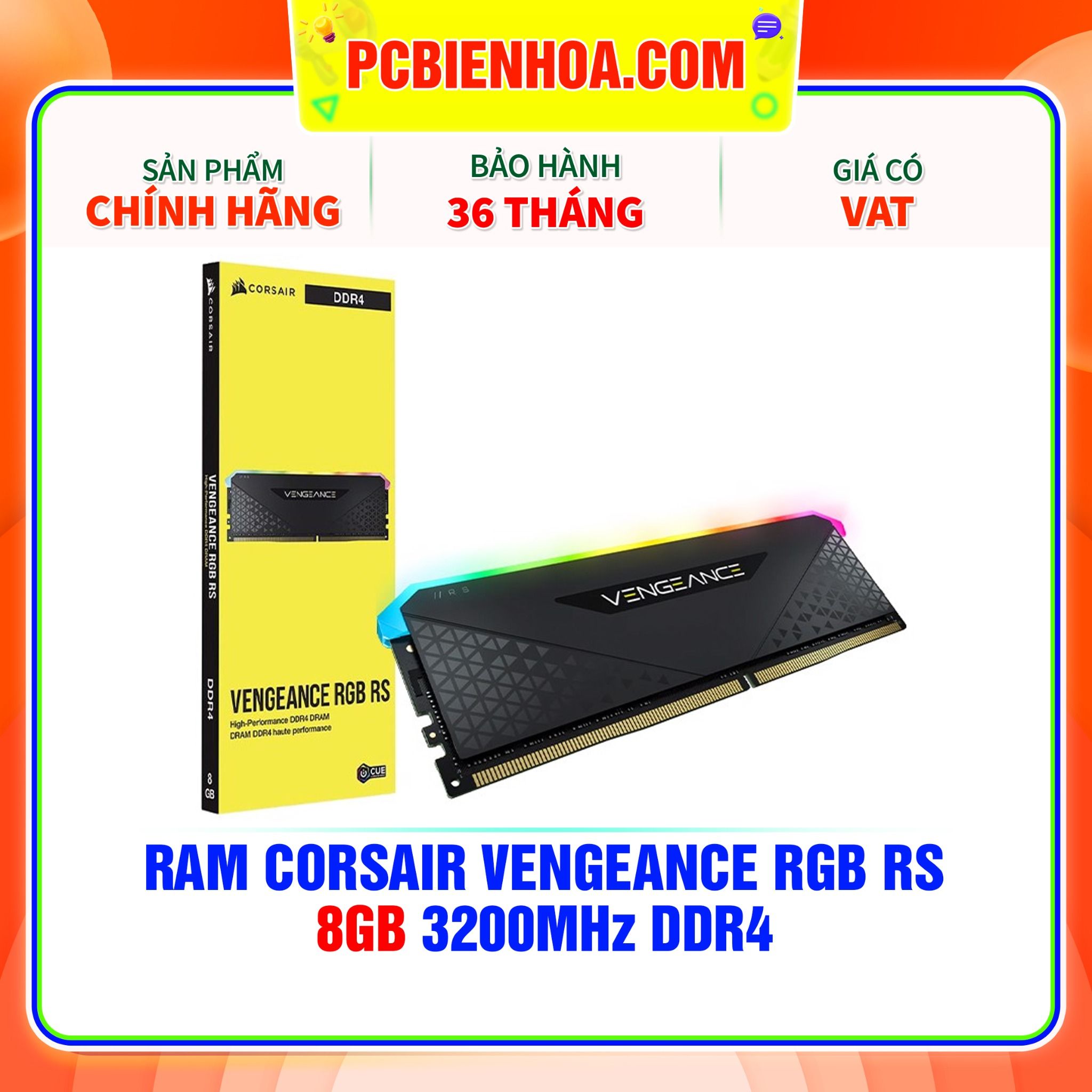  RAM CORSAIR VENGEANCE RGB RS 8GB 3200MHz DDR4 (CMG8GX4M1E3200C16) 