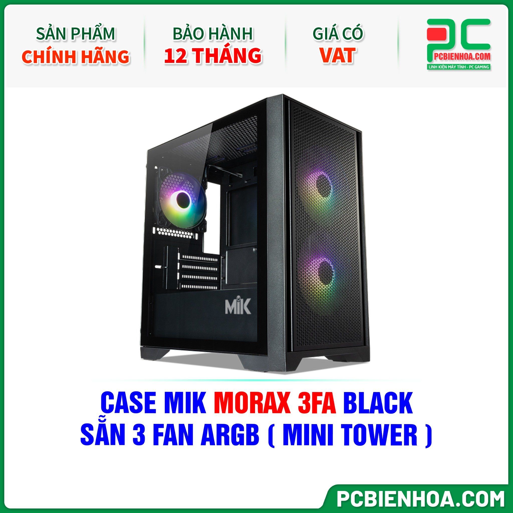 CASE MIK MORAX 3FA BLACK - SẴN 3 FAN ARGB ( MINI TOWER )