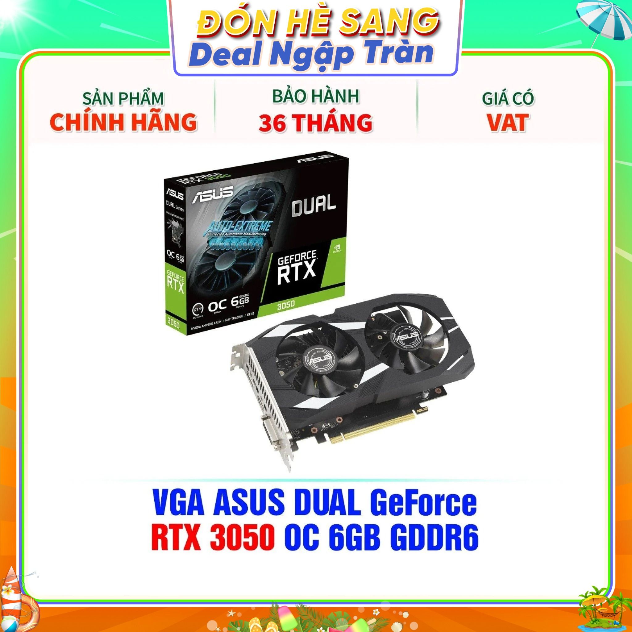  VGA ASUS DUAL GeForce RTX 3050 OC 6GB GDDR6 ( DUAL-RTX3050-O6G ) 