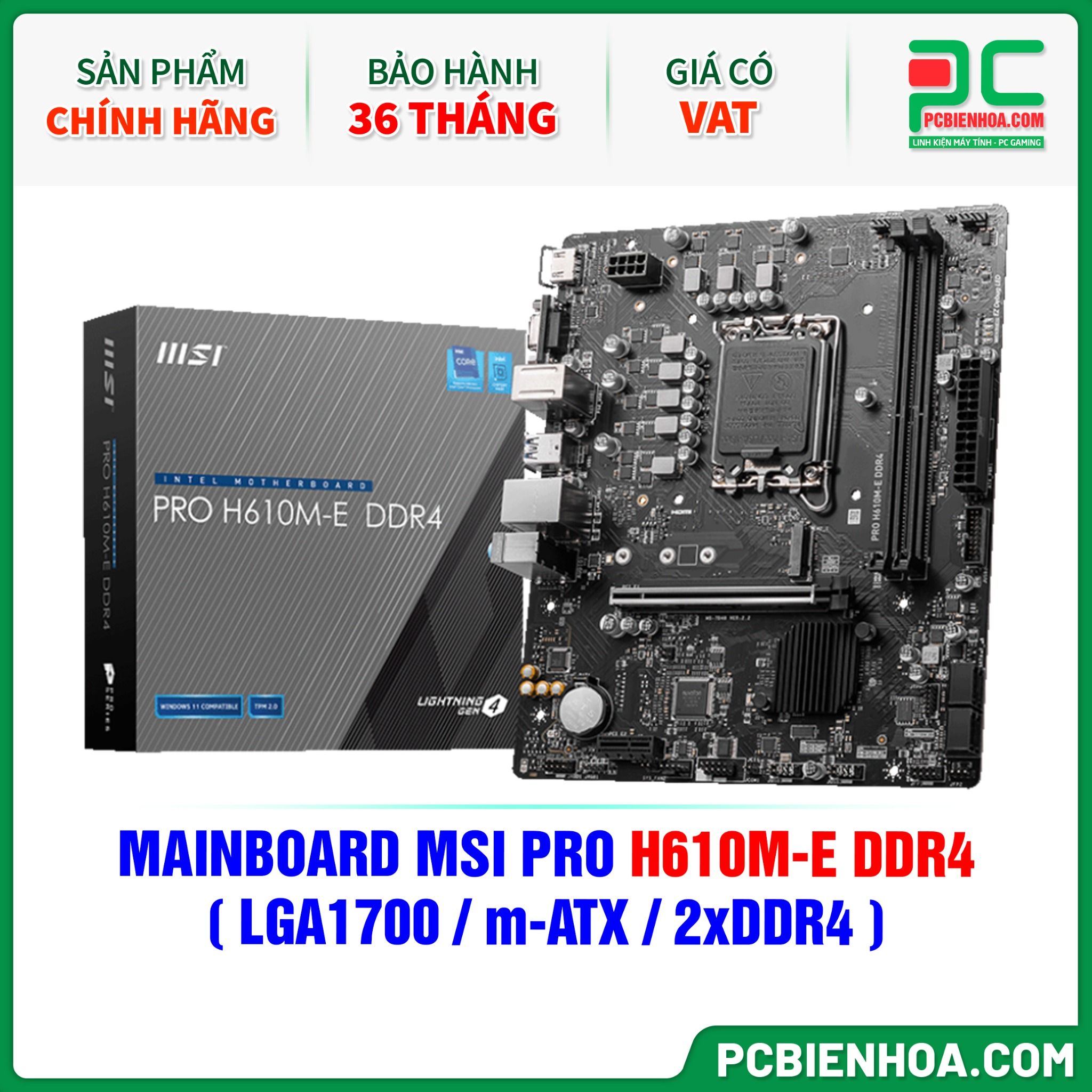 MAINBOARD MSI PRO H610M-E DDR4 ( LGA1700 / m-ATX / 2xDDR4 )