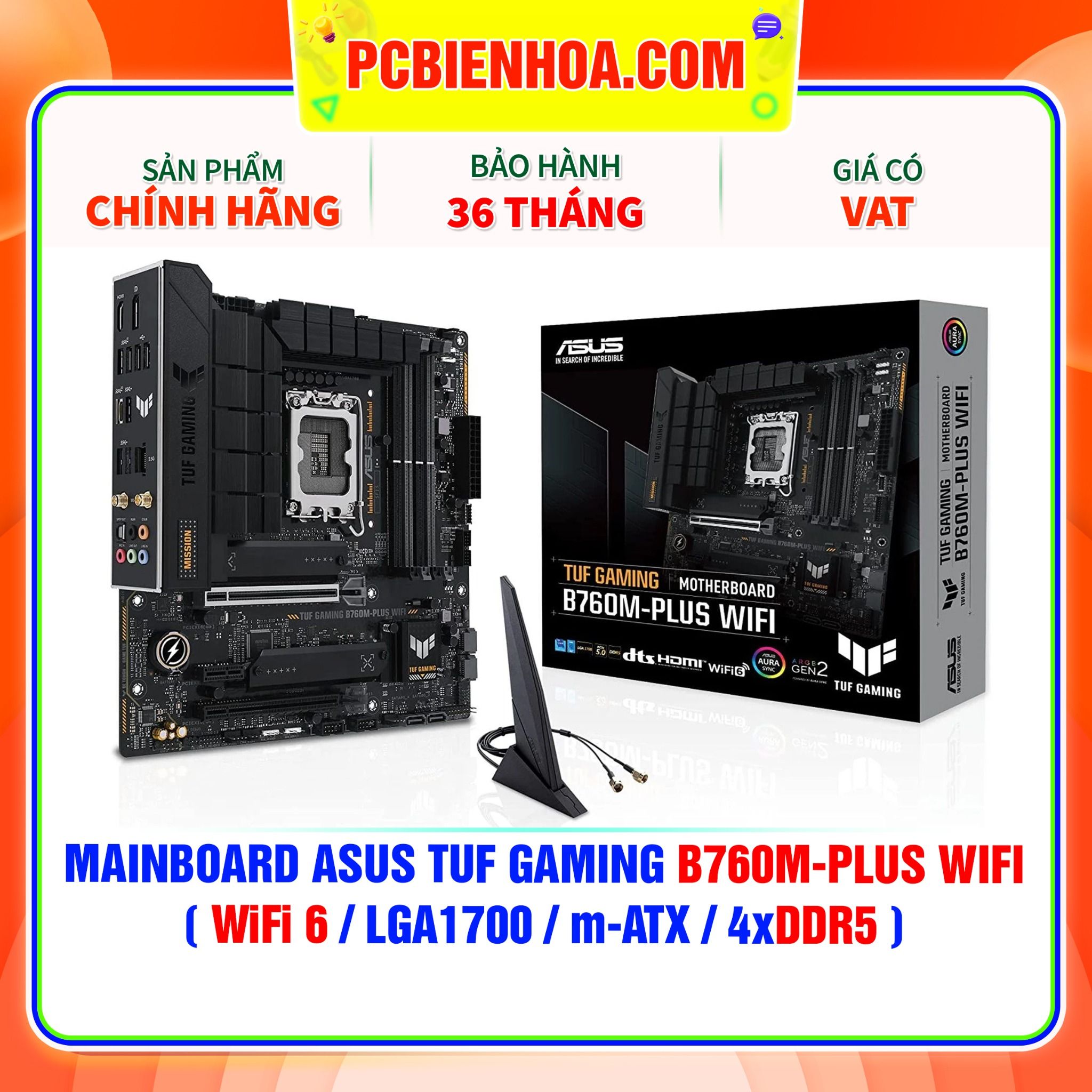  DDR5 - MAINBOARD ASUS TUF GAMING B760M-PLUS WIFI ( WiFi 6 / LGA1700 / m-ATX / 4xDDR5 ) 