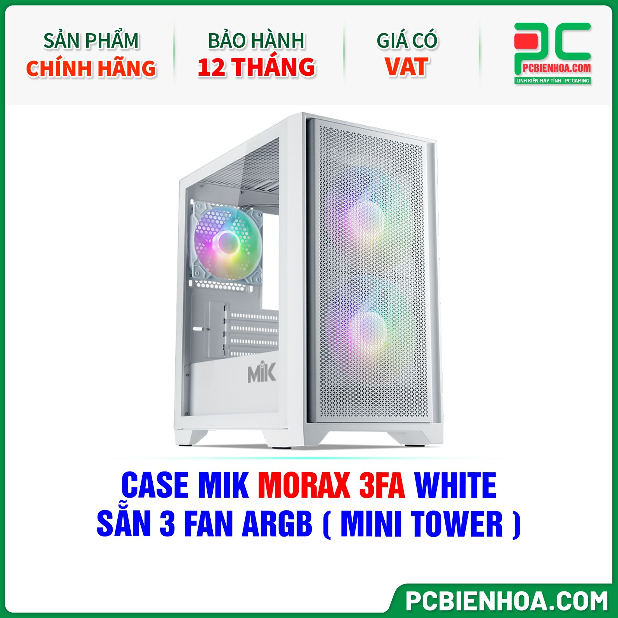 CASE MIK MORAX 3FA WHITE - SẴN 3 FAN ARGB ( MINI TOWER )