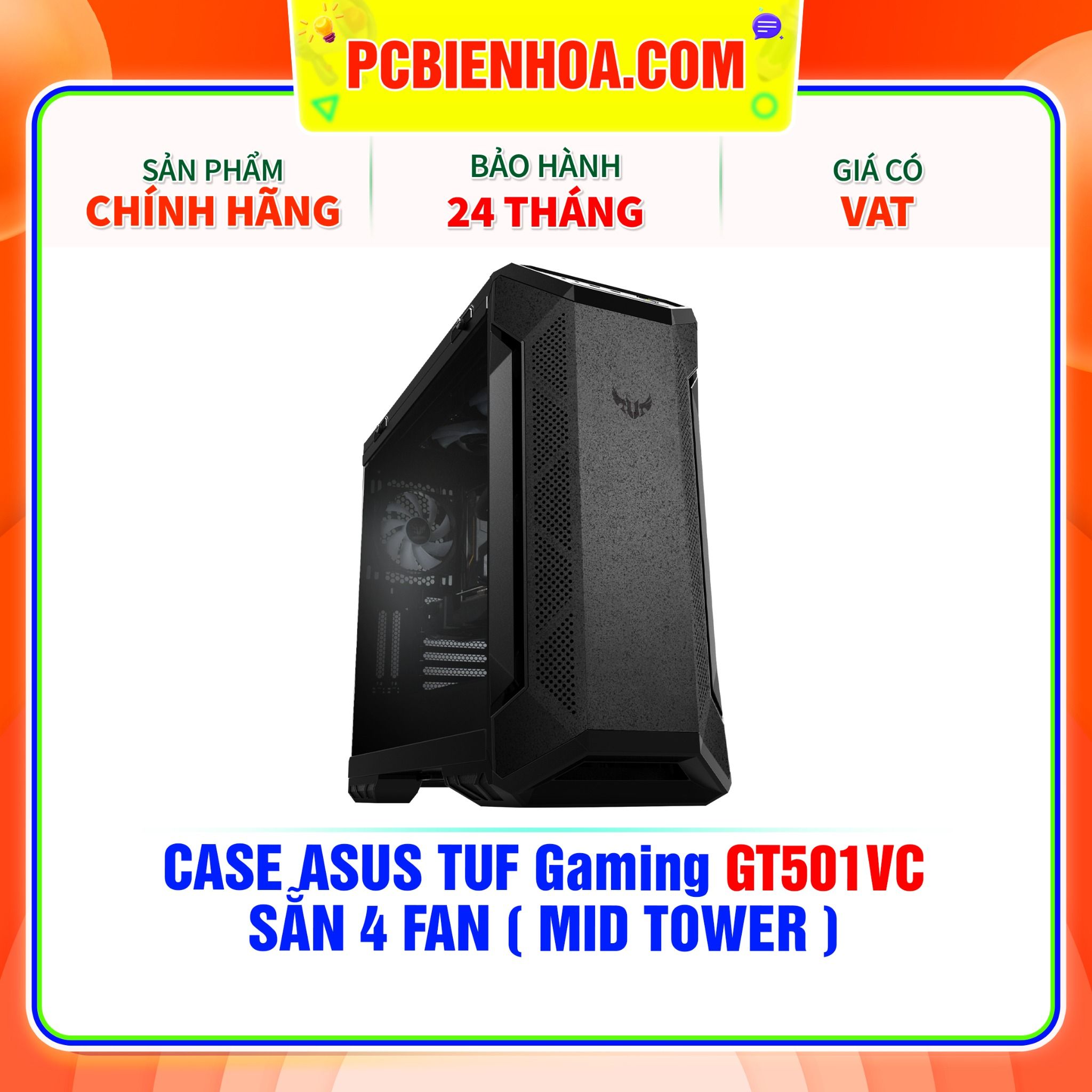  CASE ASUS TUF GAMING GT501VC - SẴN 4 FAN ( MID TOWER ) 