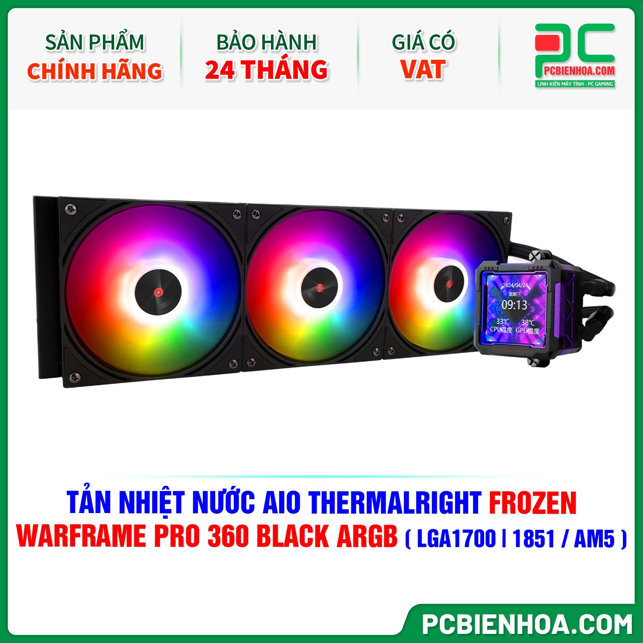 TẢN NHIỆT NƯỚC AIO THERMALRIGHT FROZEN WARFRAME PRO 360 BLACK ARGB ( HỖ TRỢ SOCKET LGA1700 | 1851 / AM5 )