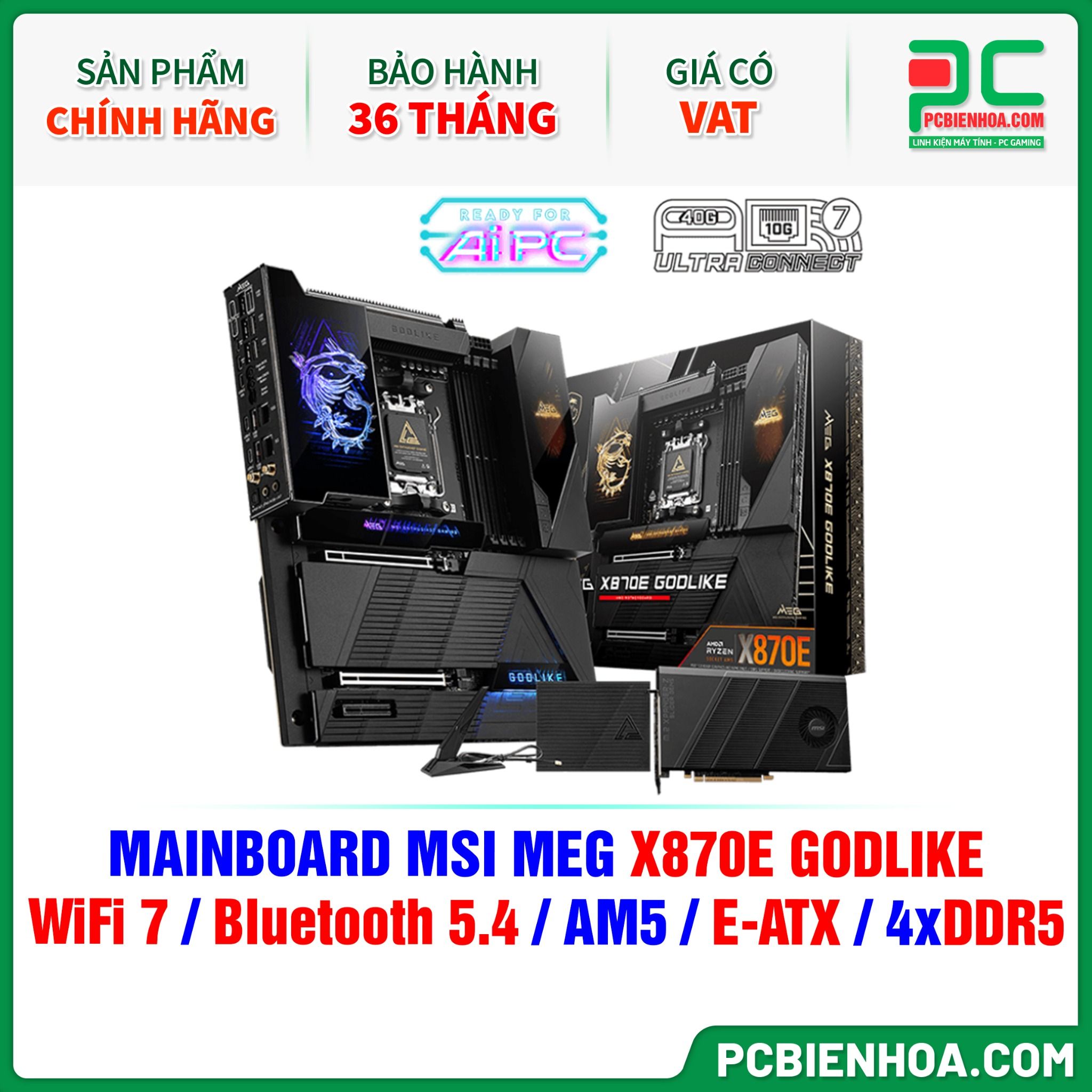 DDR5 - MAINBOARD MSI MEG X870E GODLIKE ( WiFi 7 / Bluetooth 5.4 / AM5 / E-ATX / 4xDDR5 )