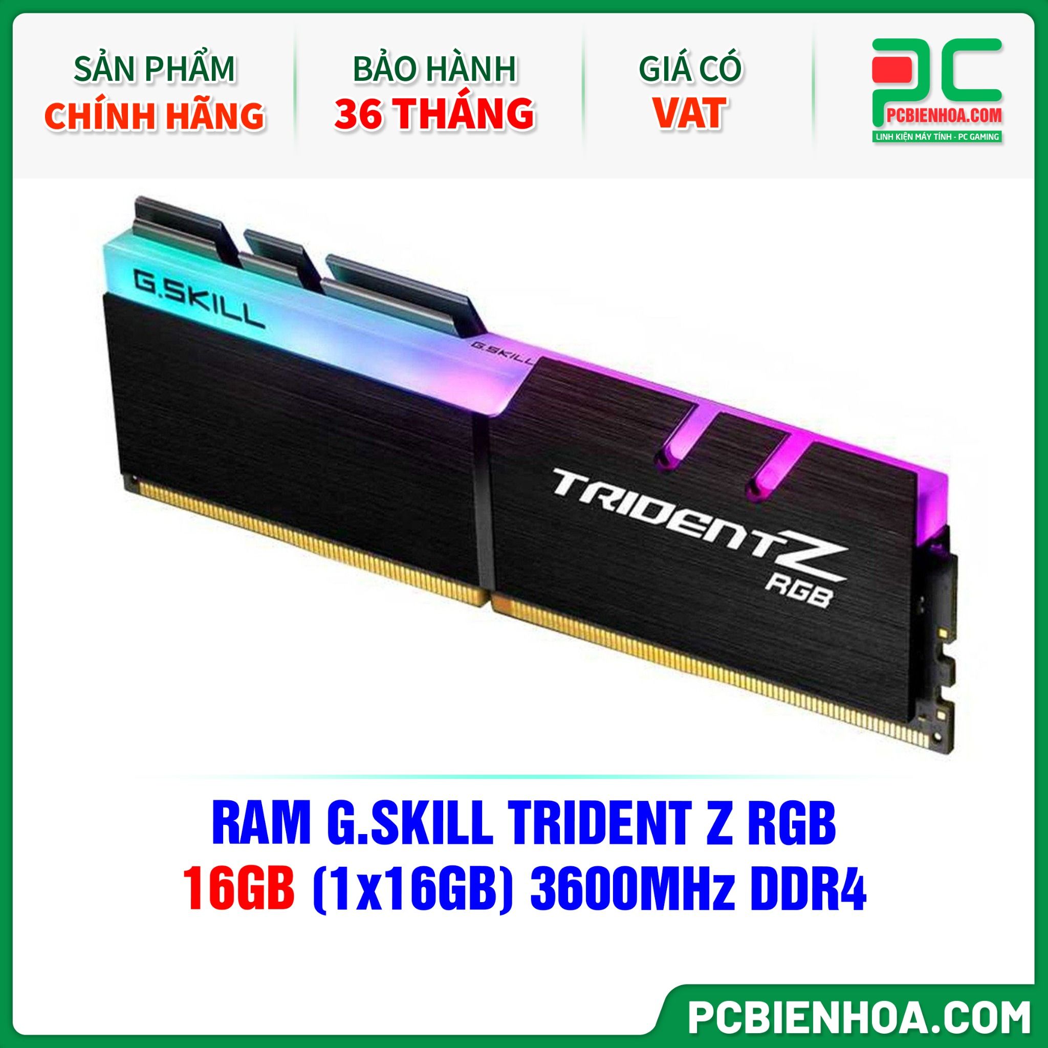 RAM G.SKILL TRIDENT Z RGB - 16GB (1x16GB) 3600MHz DDR4 ( F4-3600C18S-16GTZR )