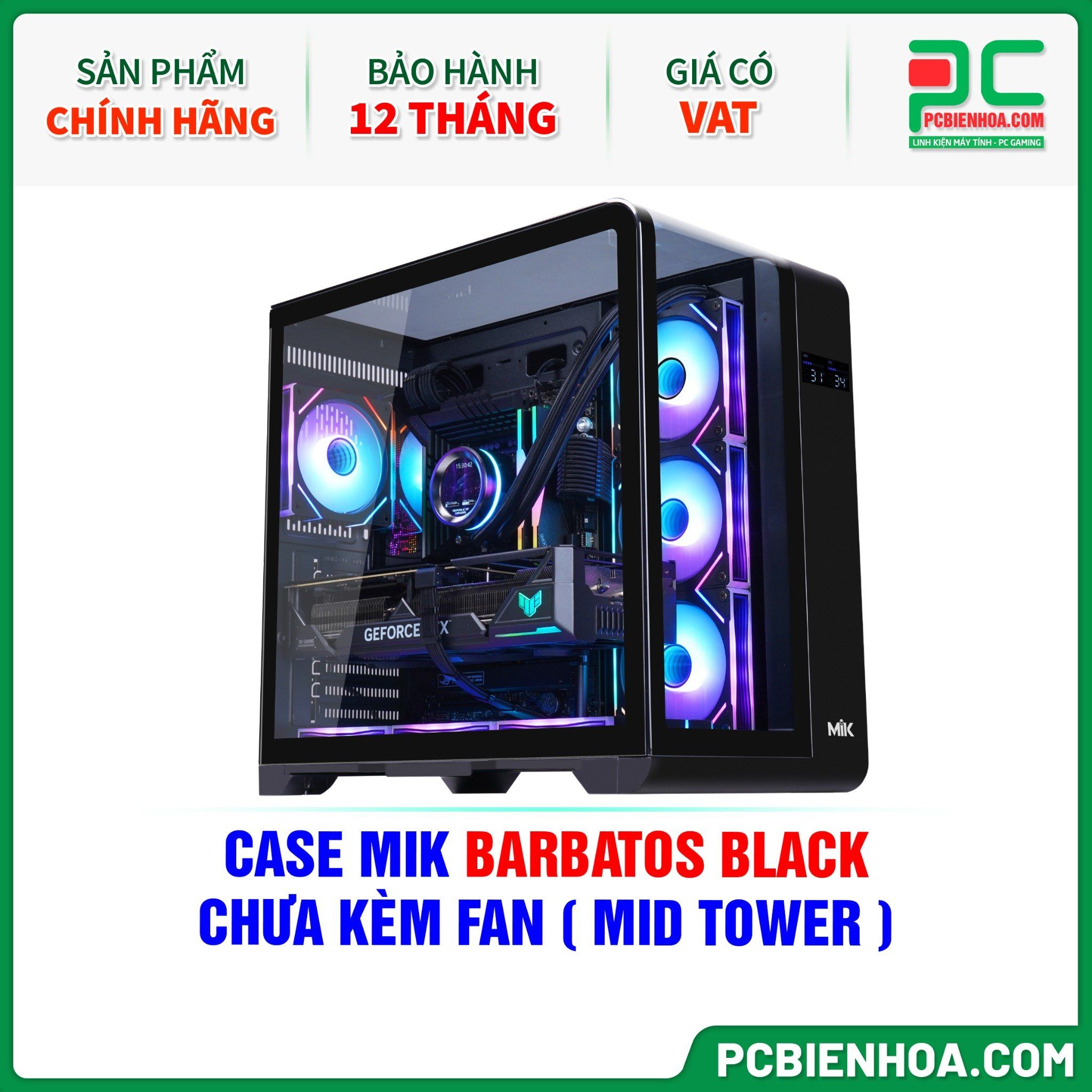 CASE MIK BARBATOS BLACK - CHƯA KÈM FAN ( MID TOWER )