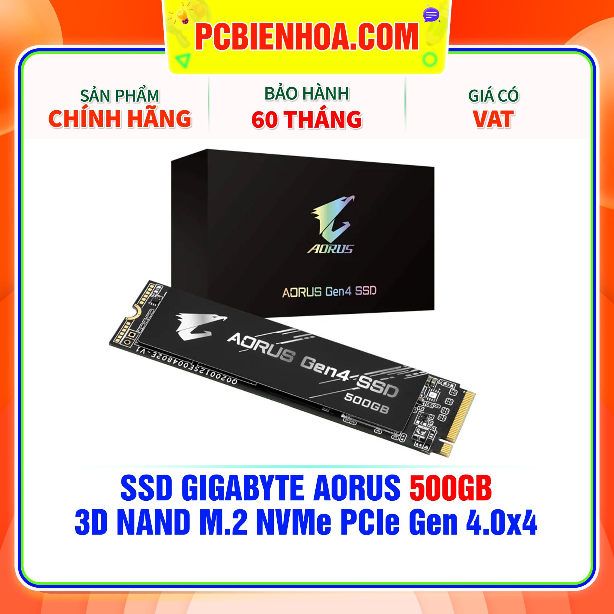  SSD GIGABYTE AORUS 500GB - 3D NAND M.2 NVMe PCIe Gen 4.0x4 ( GP-AG4500G ) 