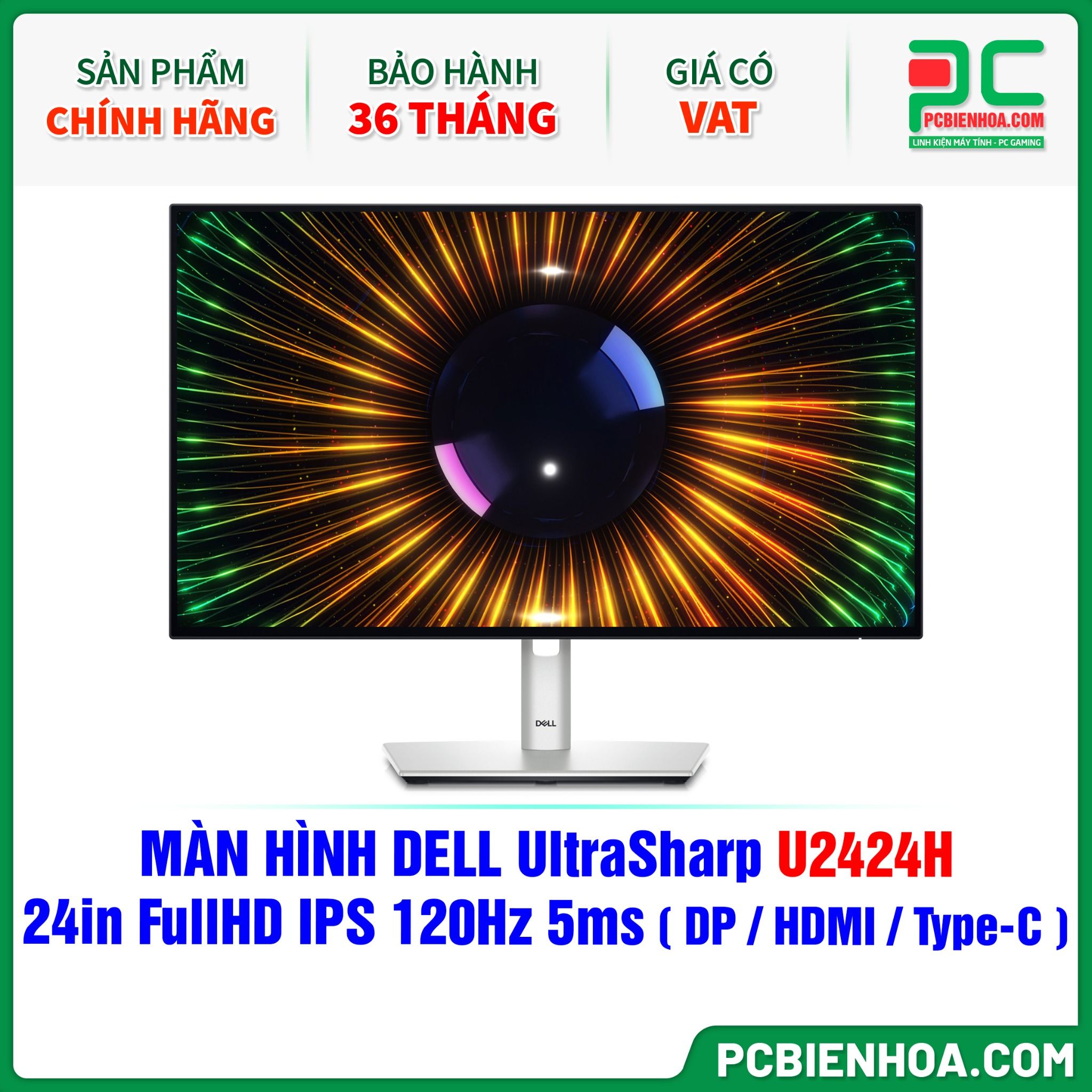 MÀN HÌNH DELL UltraSharp U2424H - 24in FullHD IPS 120Hz 5ms ( HDMI / DP / USB Type-C )