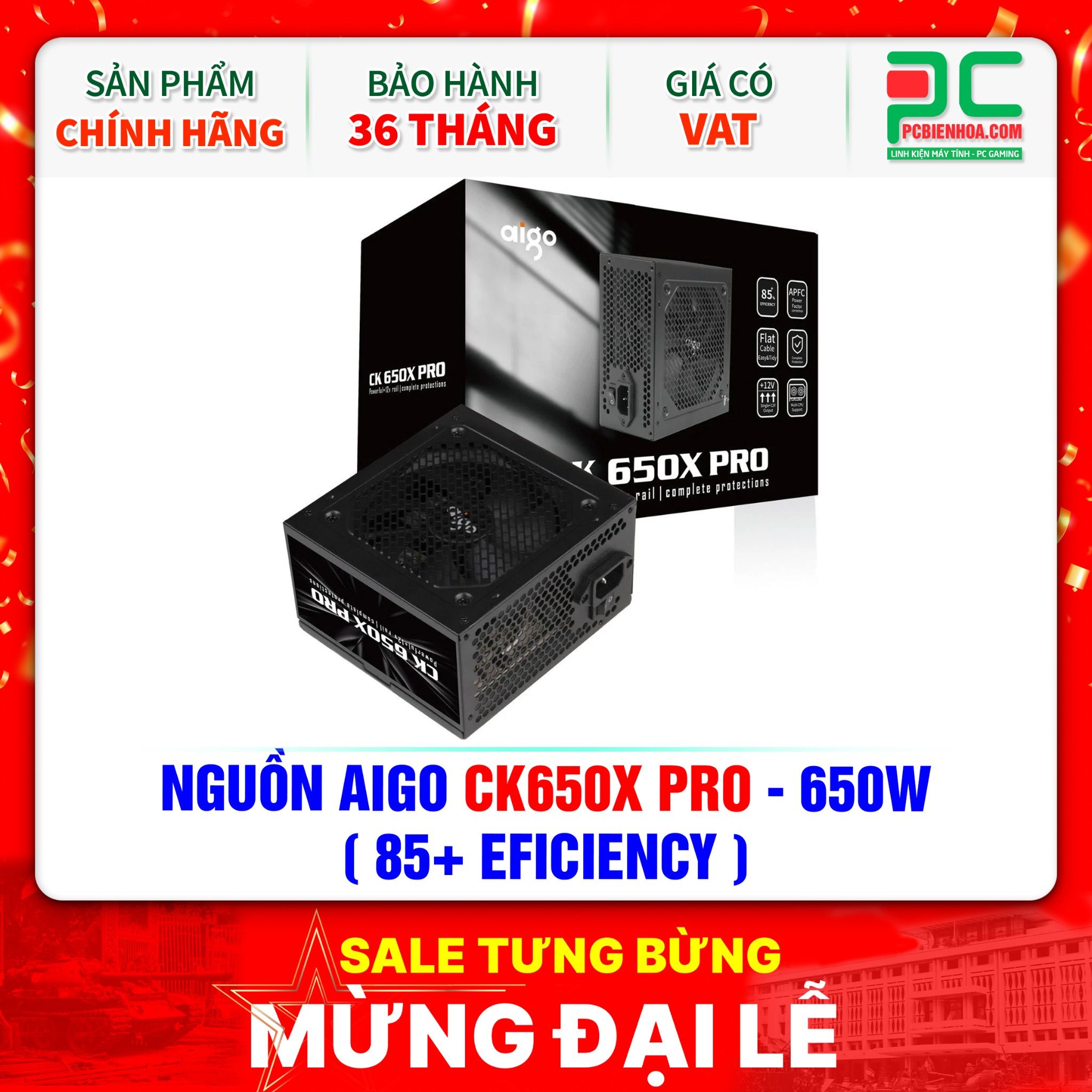 NGUỒN AIGO CK650X PRO - 650W ( 85+ EFICIENCY )