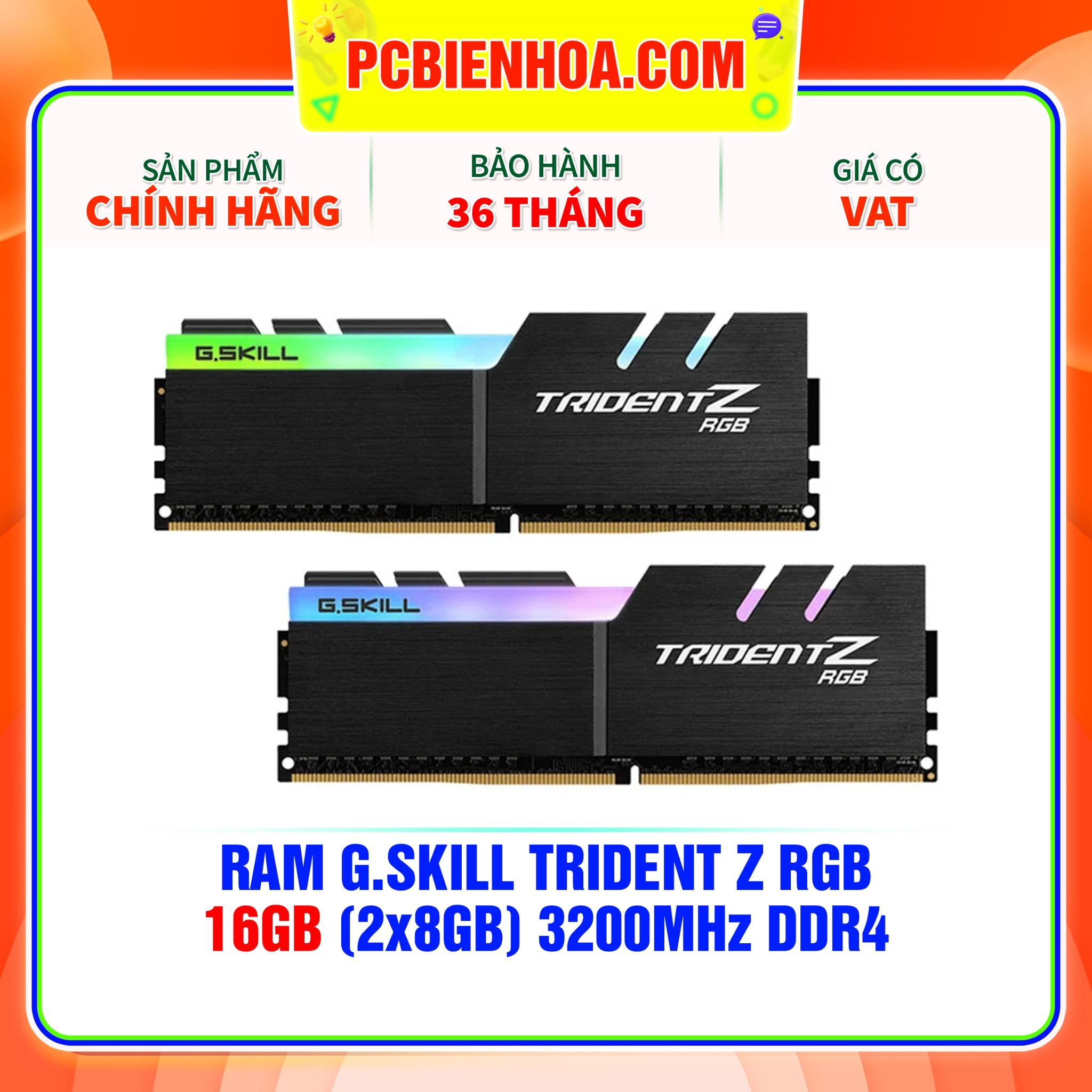  RAM G.Skill TRIDENT Z RGB 16GB (2x8GB) 3200MHz DDR4 (F4-3200C16D-16GTZR) 