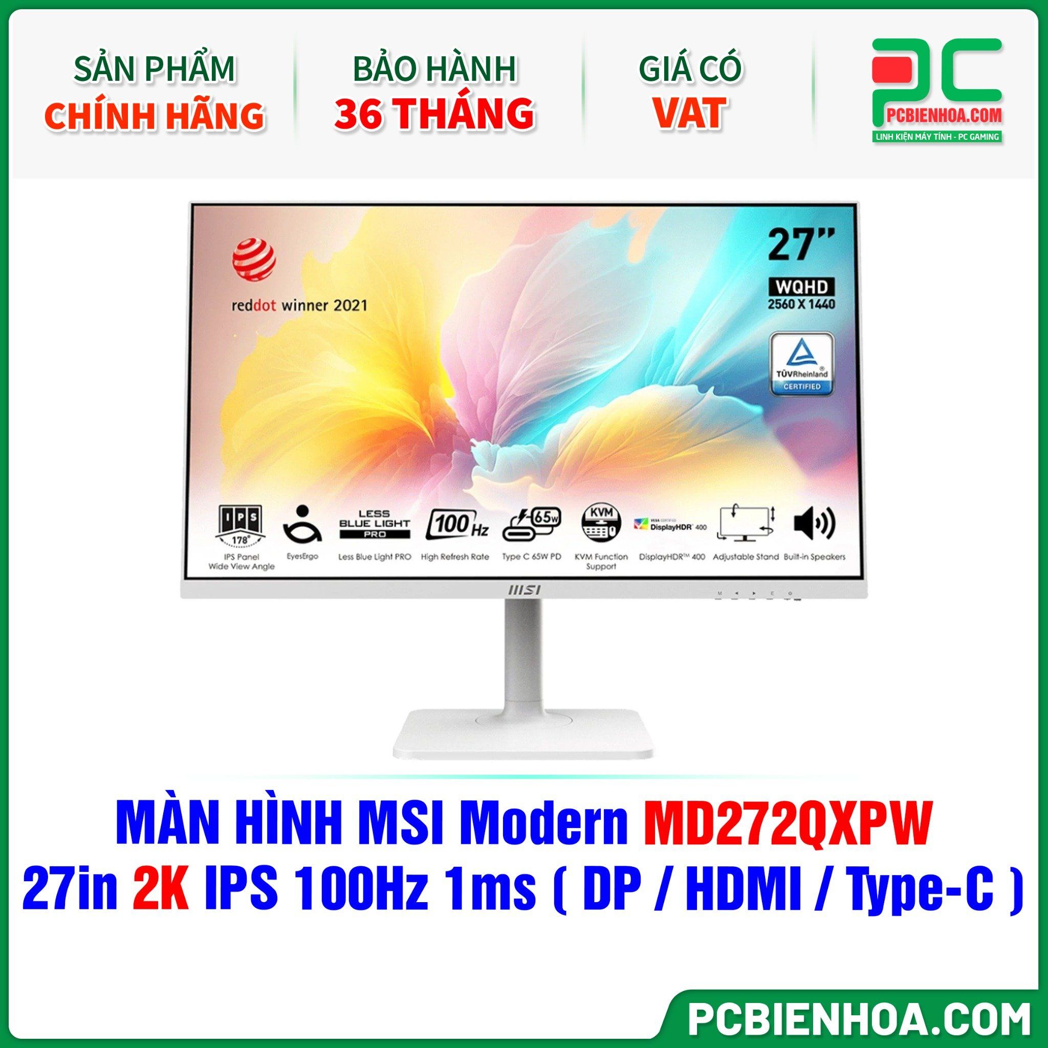 MÀN HÌNH MSI Modern MD272QXPW TRẮNG - 27in 2K IPS 100Hz 1ms ( DP / HDMI / Type-C )