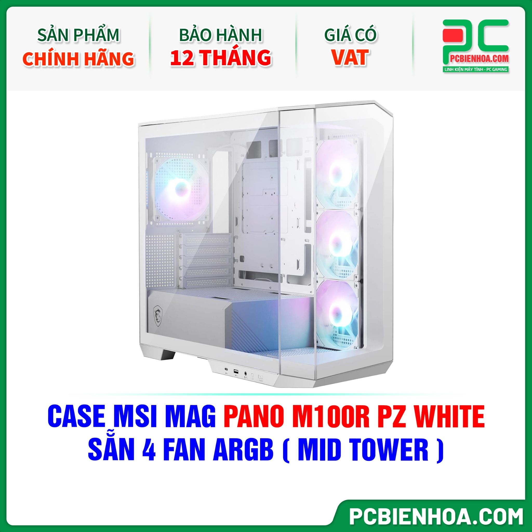 CASE MSI MAG PANO M100R PZ WHITE - SẴN 4 FAN ARGB ( MID TOWER )