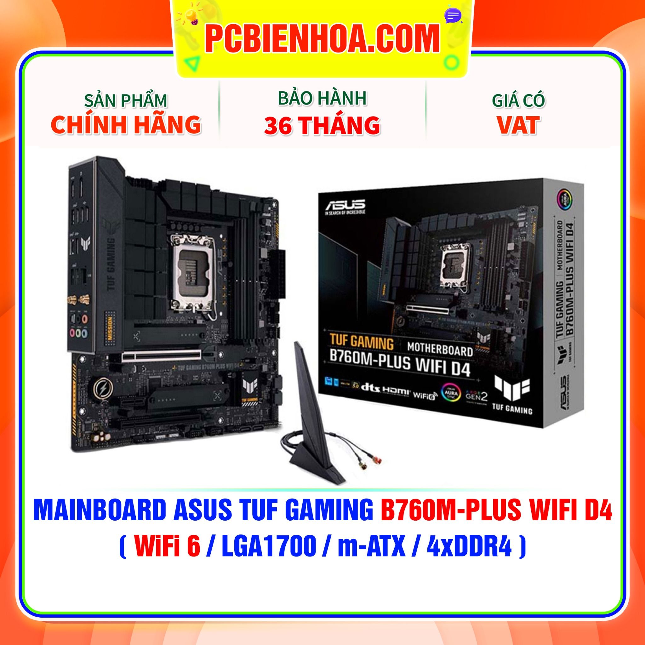  MAINBOARD ASUS TUF GAMING B760M-PLUS WIFI D4 ( WiFi 6 / LGA1700 / m-ATX / 4xDDR4 ) 