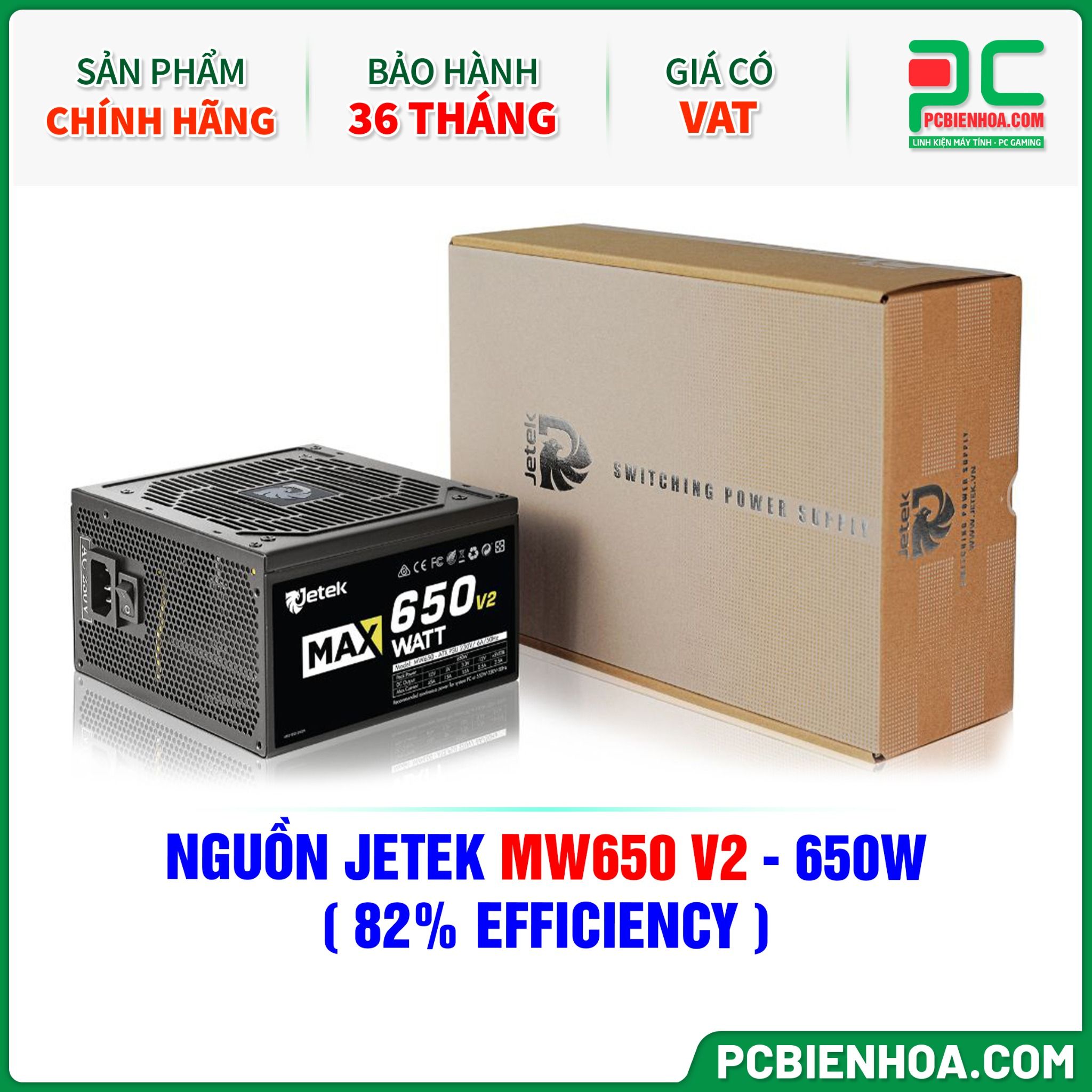 NGUỒN JETEK MW650 V2 - 650W ( 82% EFFICIENCY )
