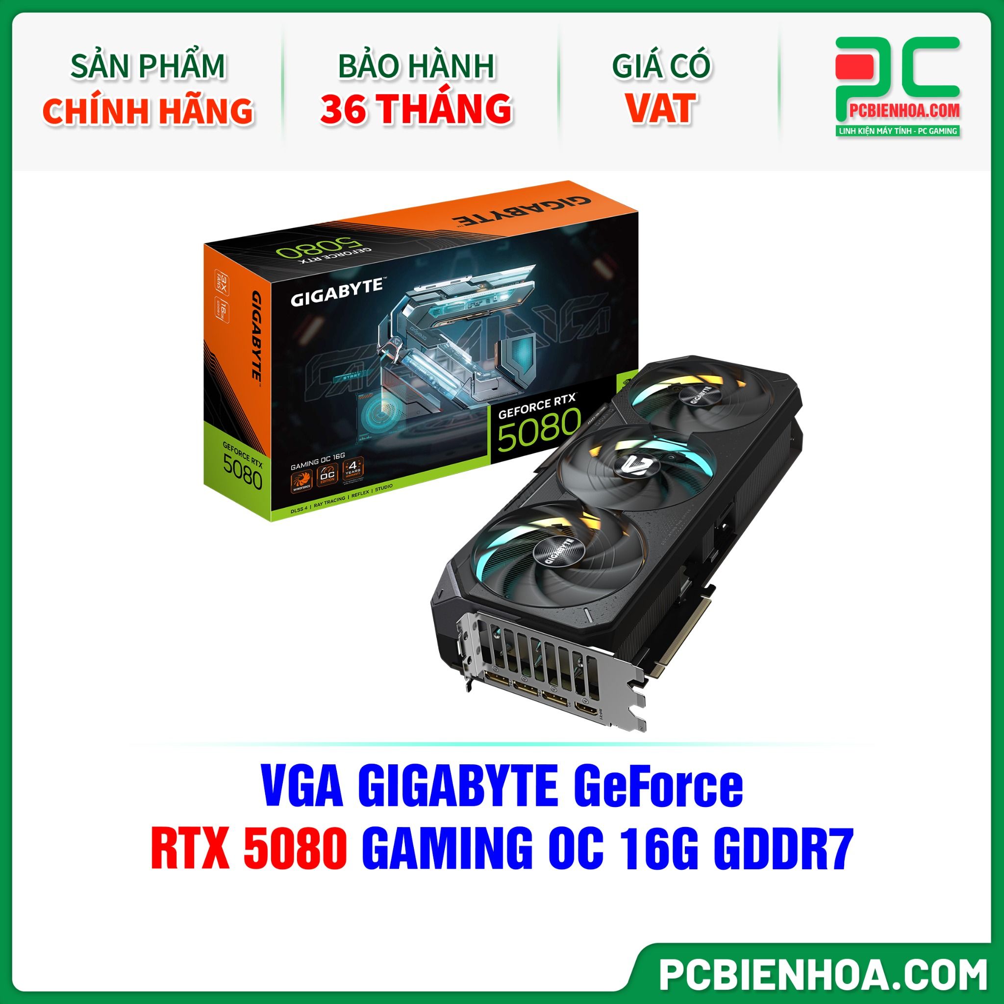 VGA GIGABYTE GeForce RTX 5080 GAMING OC 16G GDDR7 (GV-N5080GAMING OC-16GD)