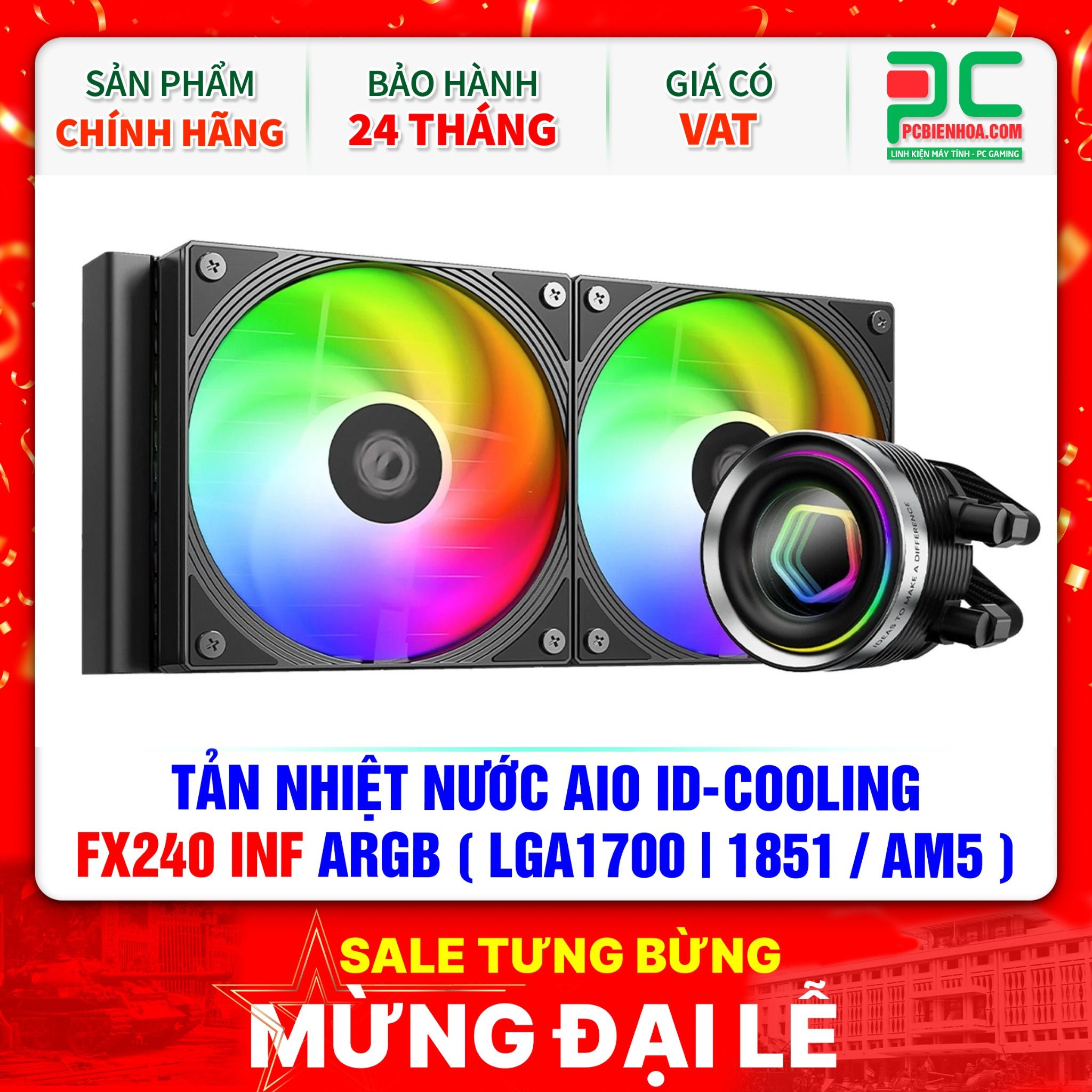 TẢN NHIỆT NƯỚC AIO ID-COOLING FX240 INF ARGB ( HỖ TRỢ SOCKET LGA1700|1851 / AM5 )
