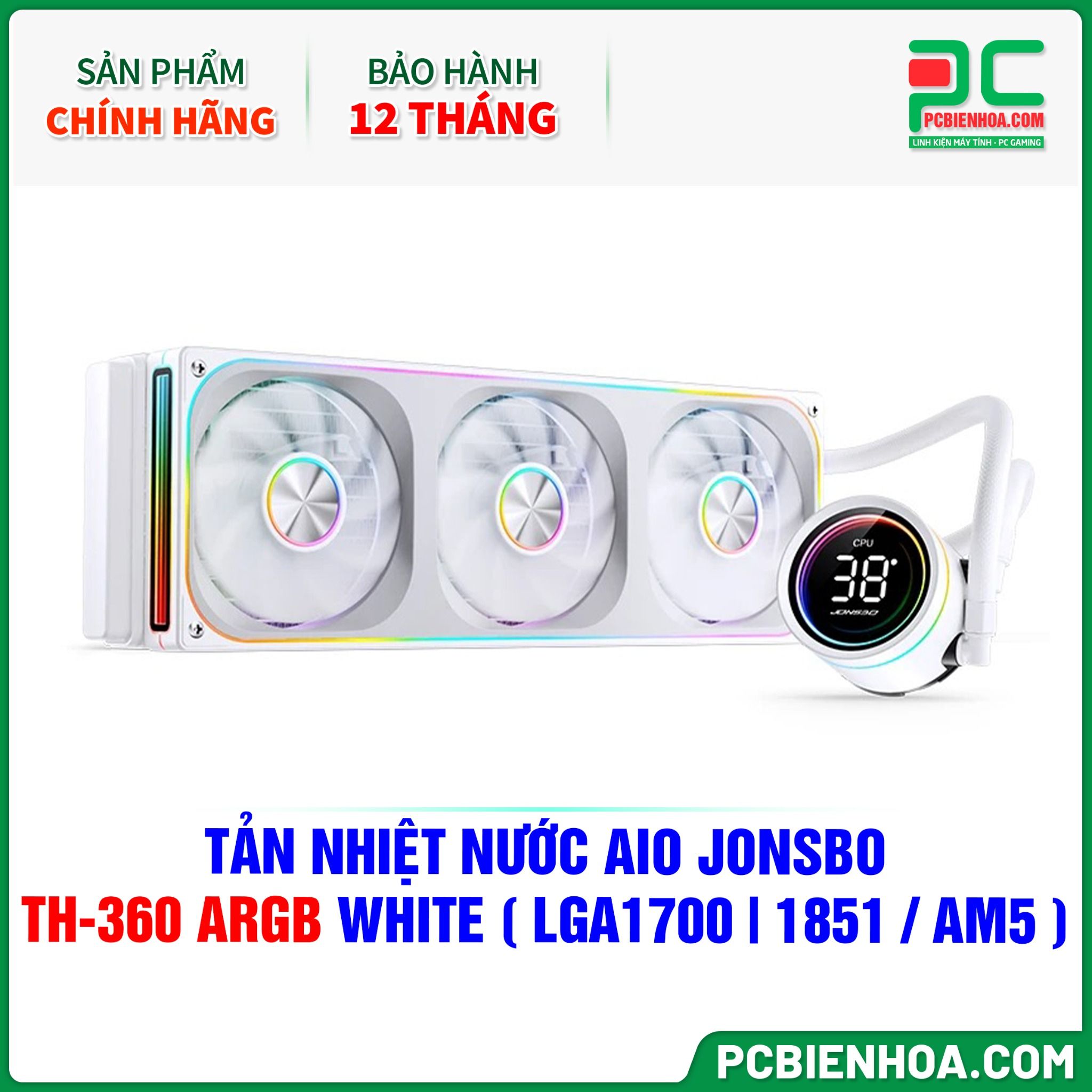 TẢN NHIỆT NƯỚC AIO JONSBO TH-360 ARGB WHITE ( HỖ TRỢ SOCKET LGA1700|1851 / AM5 )