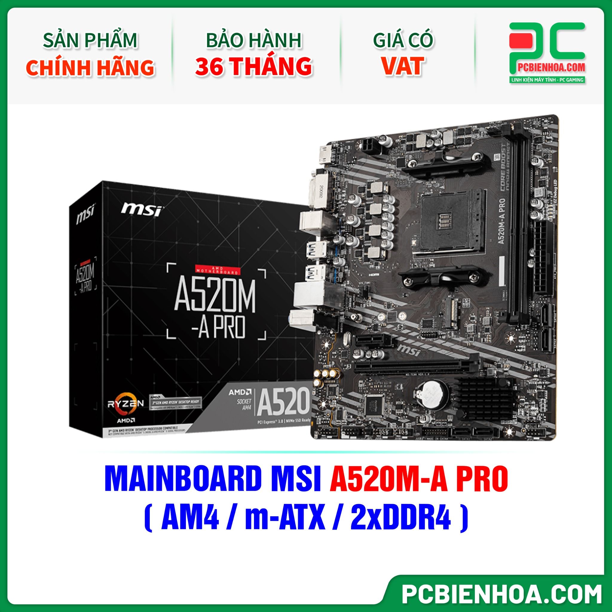 MAINBOARD MSI A520M-A PRO ( AM4 / m-ATX / 2xDDR4 )