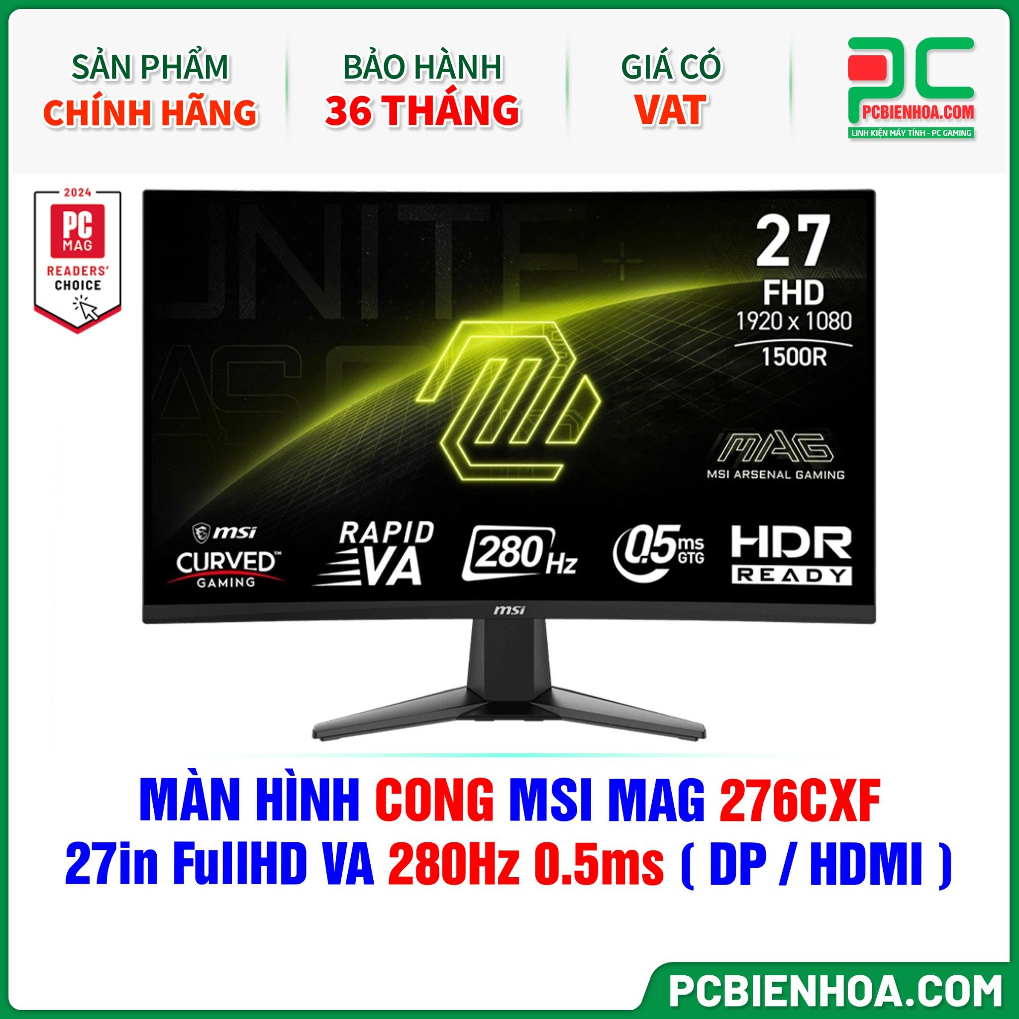 MÀN HÌNH CONG MSI MAG 276CXF - 27in FullHD VA 280Hz 0.5ms ( DP / HDMI )