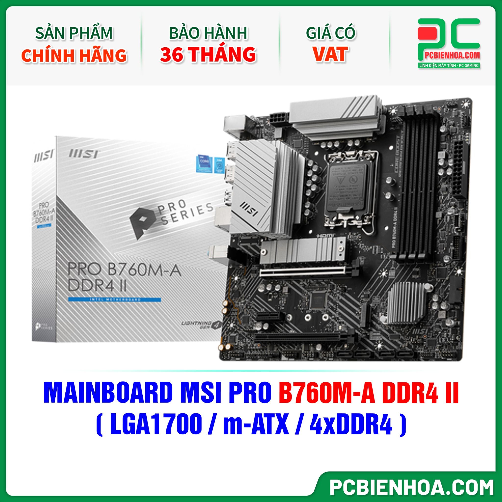 MAINBOARD MSI PRO B760M-A DDR4 II ( LGA1700 / m-ATX / 4xDDR4 )