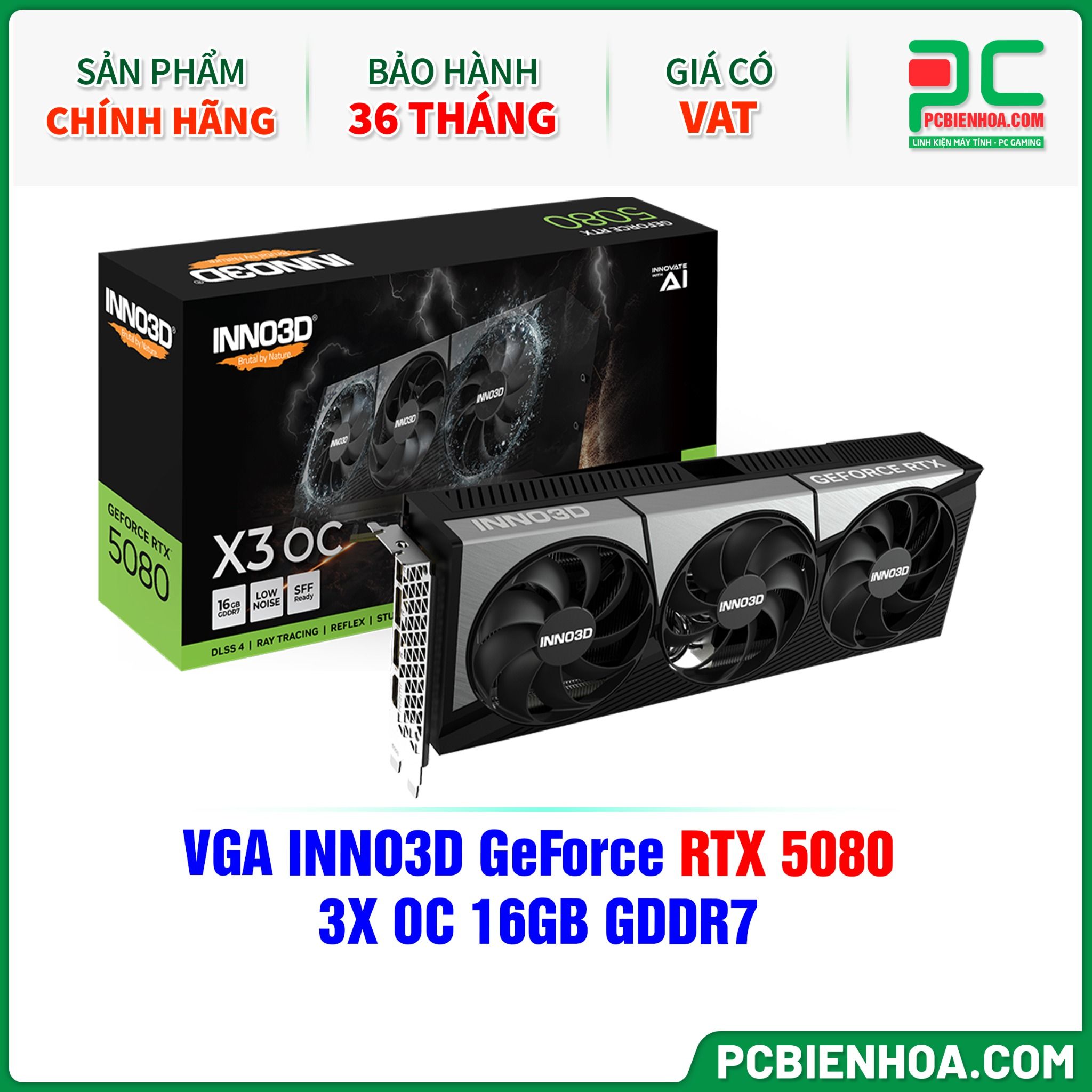 VGA INNO3D GeForce RTX 5080 3X OC 16GB GDDR7