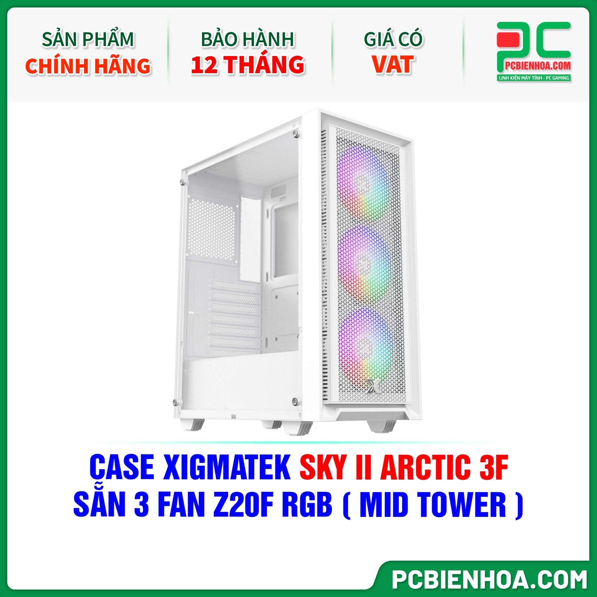 CASE XIGMATEK SKY II ARCTIC 3F - SẴN 3 FAN Z20F RGB ( MID TOWER - EN44205 )