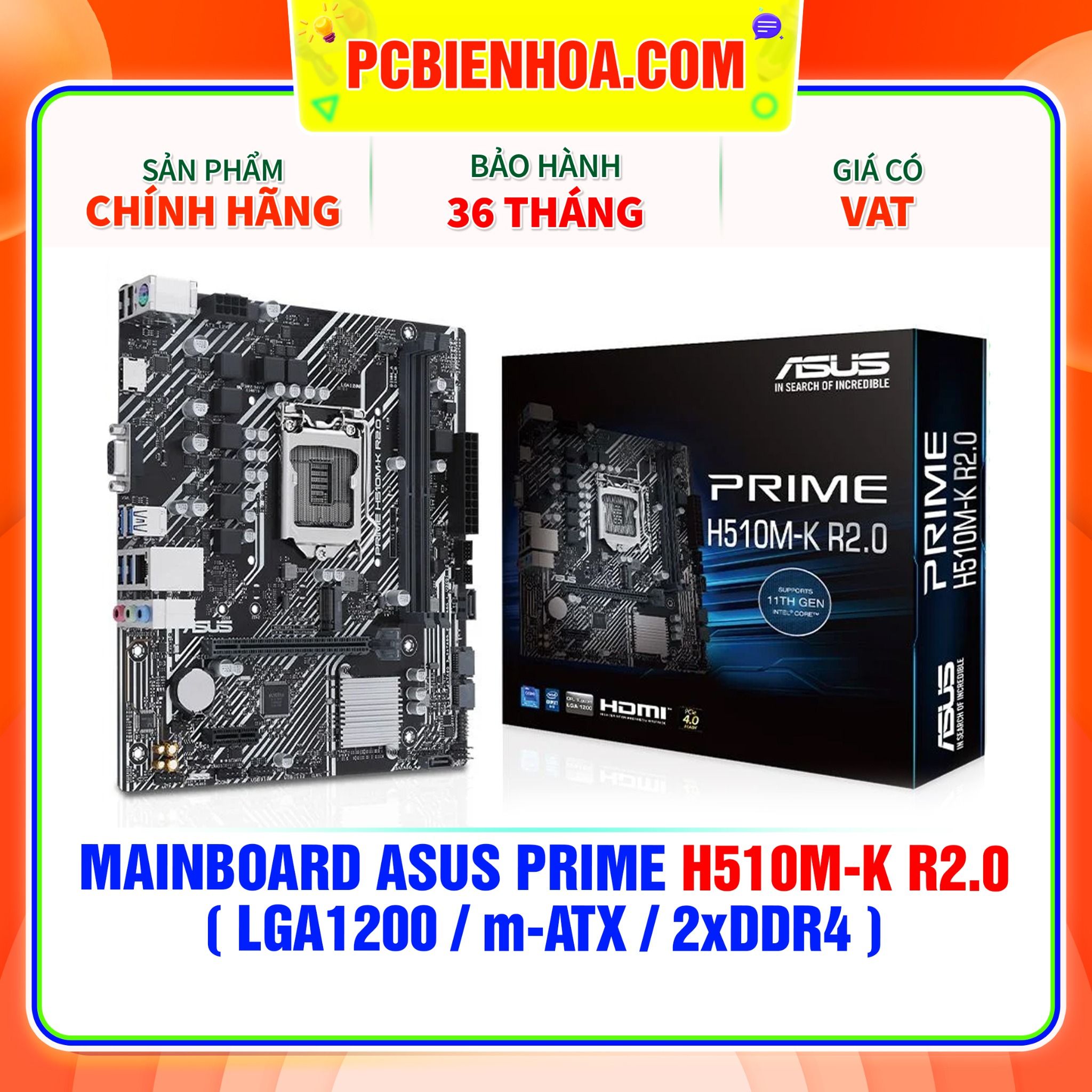  MAINBOARD ASUS PRIME H510M-K R2.0 ( LGA1200 / m-ATX / 2xDDR4 ) 