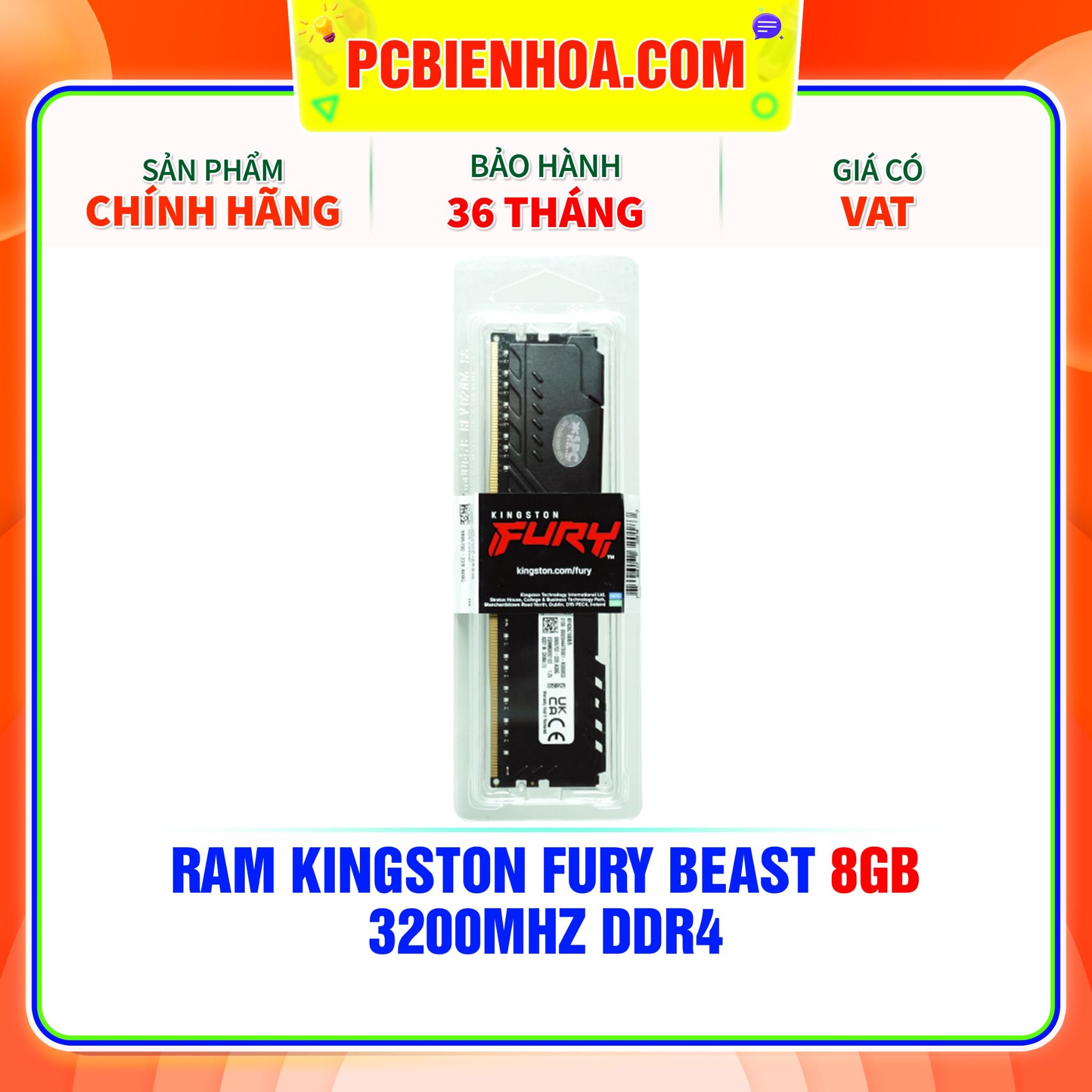  RAM KINGSTON FURY BEAST 8GB 3200MHz DDR4 