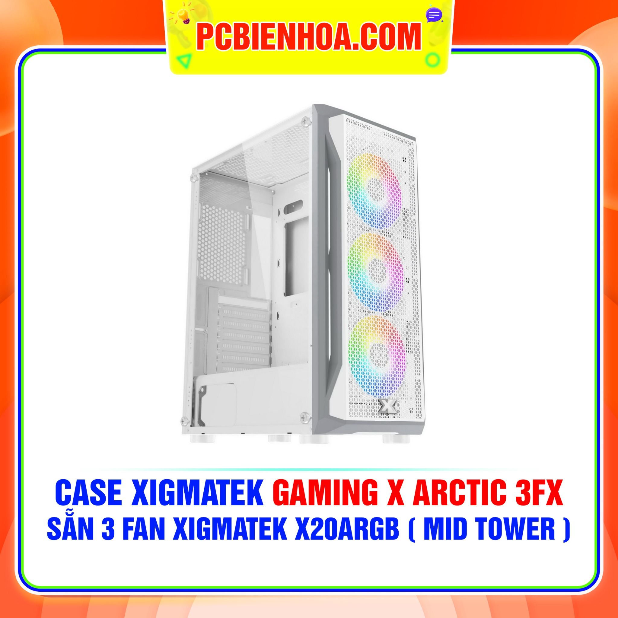  THANH LÝ - CASE XIGMATEK GAMING X ARCTIC 3FX (EN46720) - GAMING ATX, KÈM 03 FAN XIGMATEK X20ARGB ( MID TOWER ) 