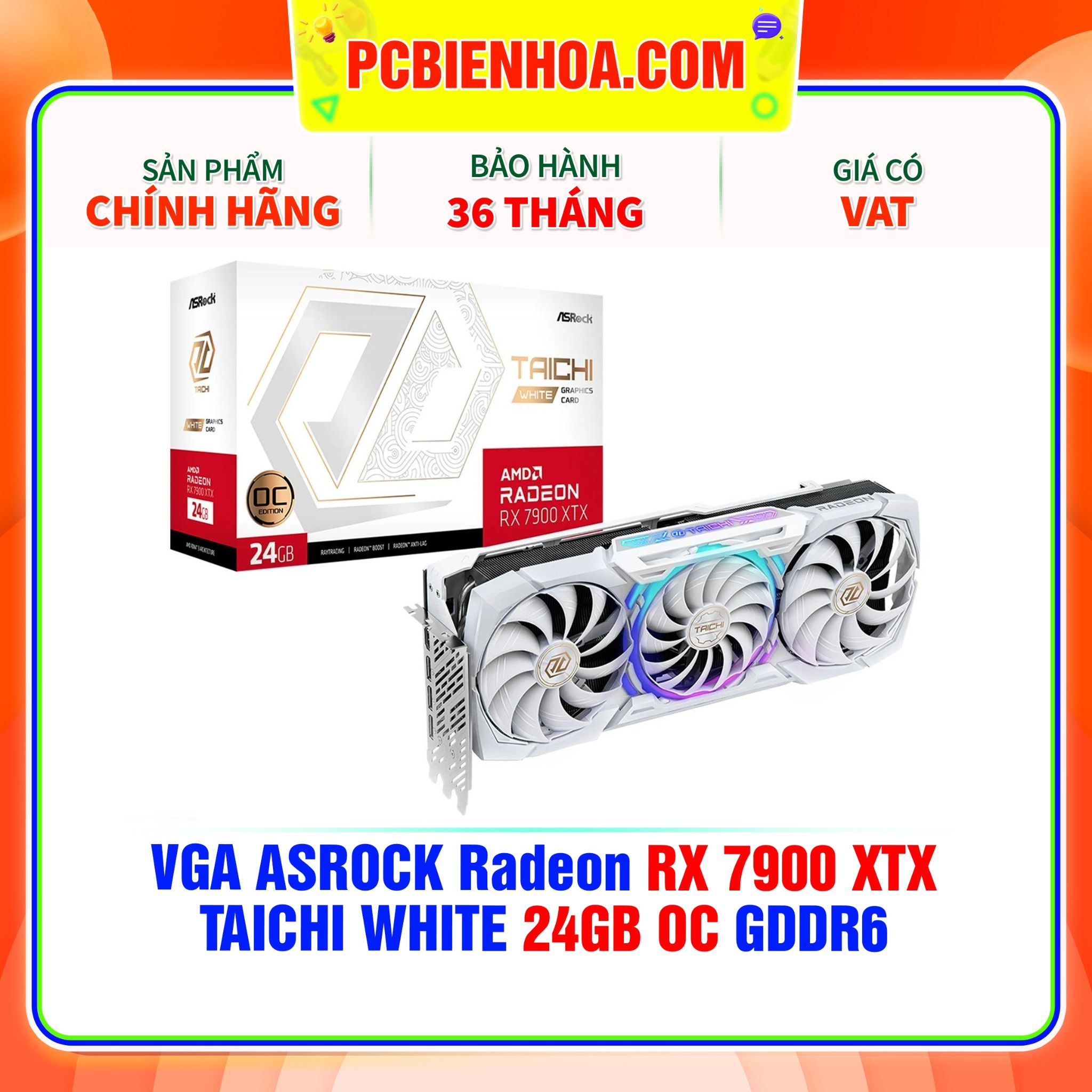  VGA ASRock Radeon RX 7900 XTX TAICHI WHITE 24GB OC GDDR6 ( RX7900XTX TCW 24GO ) 