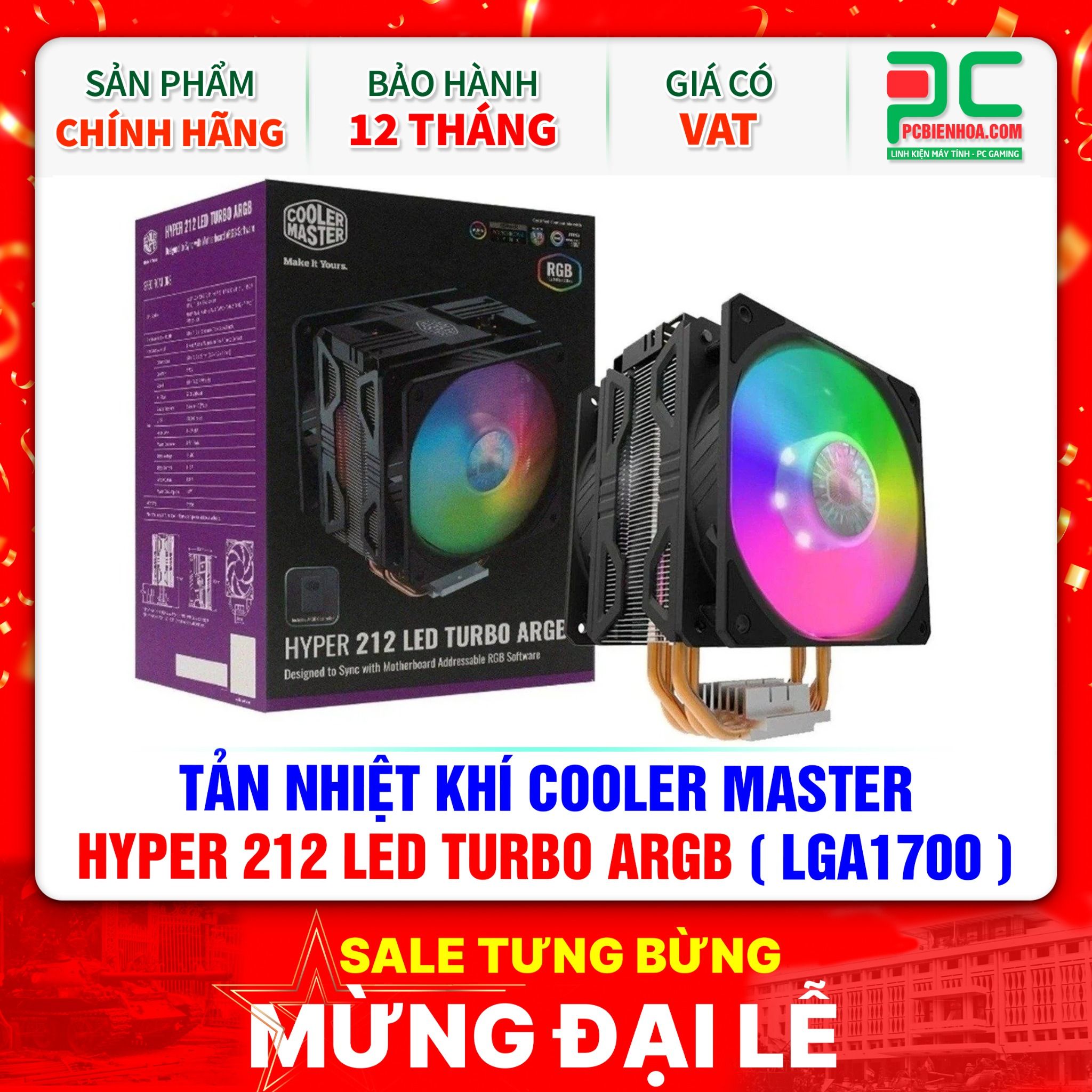 TẢN NHIỆT KHÍ COOLER MASTER HYPER 212 LED TURBO ARGB ( HỖ TRỢ SOCKET LGA1700 )
