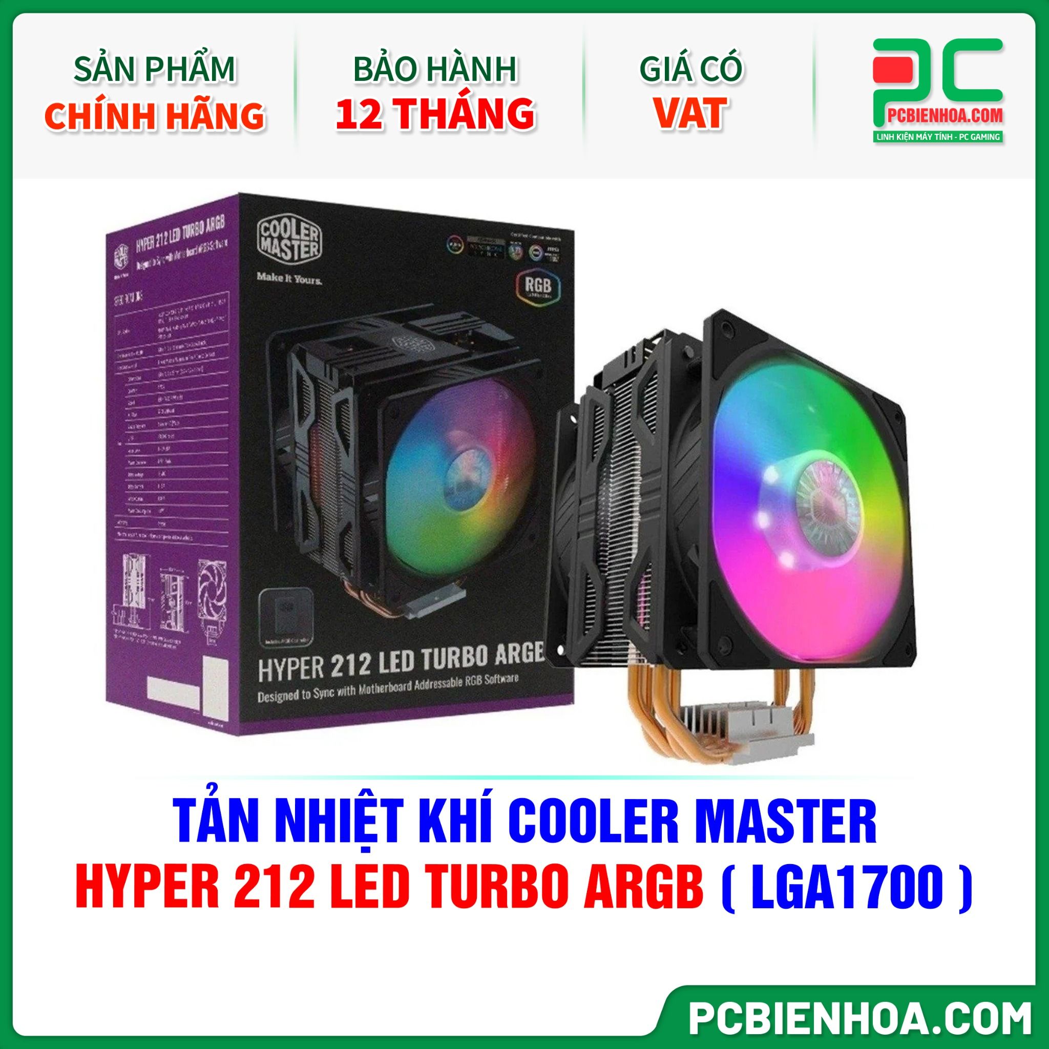 TẢN NHIỆT KHÍ COOLER MASTER HYPER 212 LED TURBO ARGB ( HỖ TRỢ SOCKET LGA1700 )
