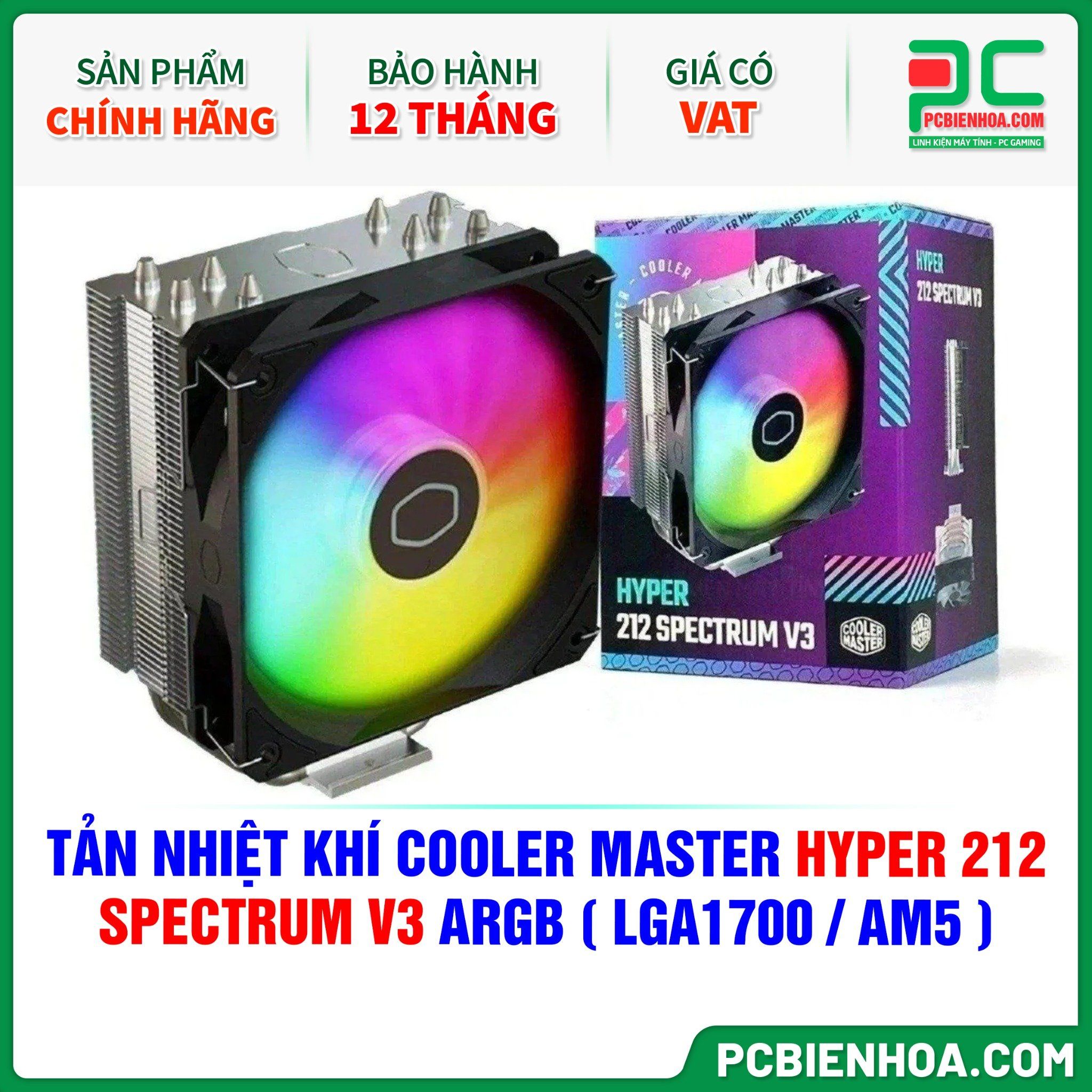 TẢN NHIỆT KHÍ COOLER MASTER HYPER 212 SPECTRUM V3 ARGB ( HỖ TRỢ SOCKET LGA1700 / AM5 )