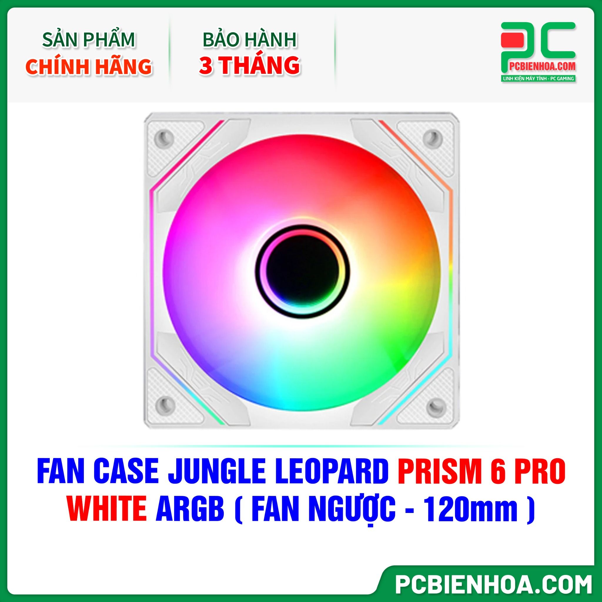 FAN CASE JUNGLE LEOPARD PRISM 6 PRO WHITE ARGB ( FAN NGƯỢC - 120mm )
