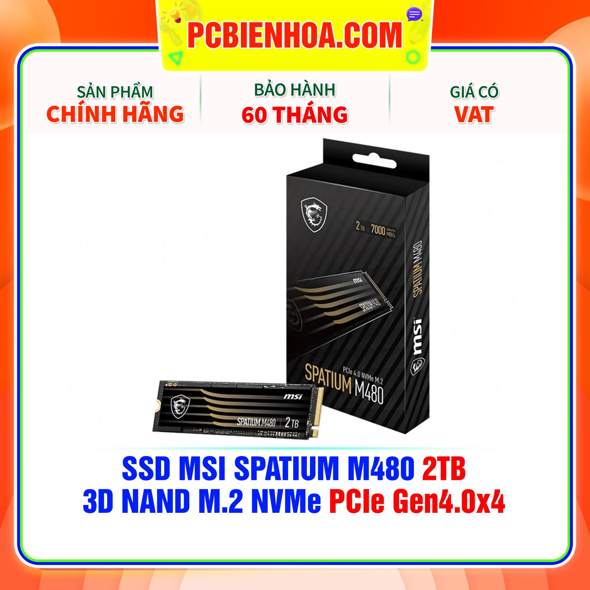  SSD MSI SPATIUM M480 2TB - 3D NAND M.2 NVMe PCIe Gen4.0x4 