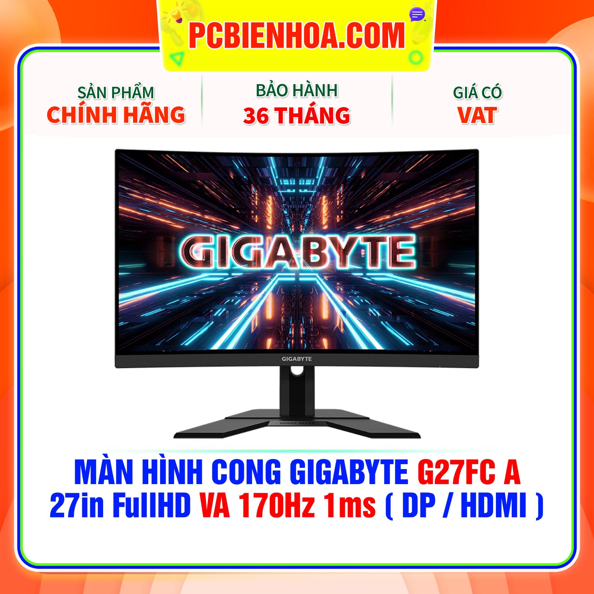  MÀN HÌNH CONG GIGABYTE G27FC A 27in FullHD VA 170Hz 1ms ( DP / HDMI ) 