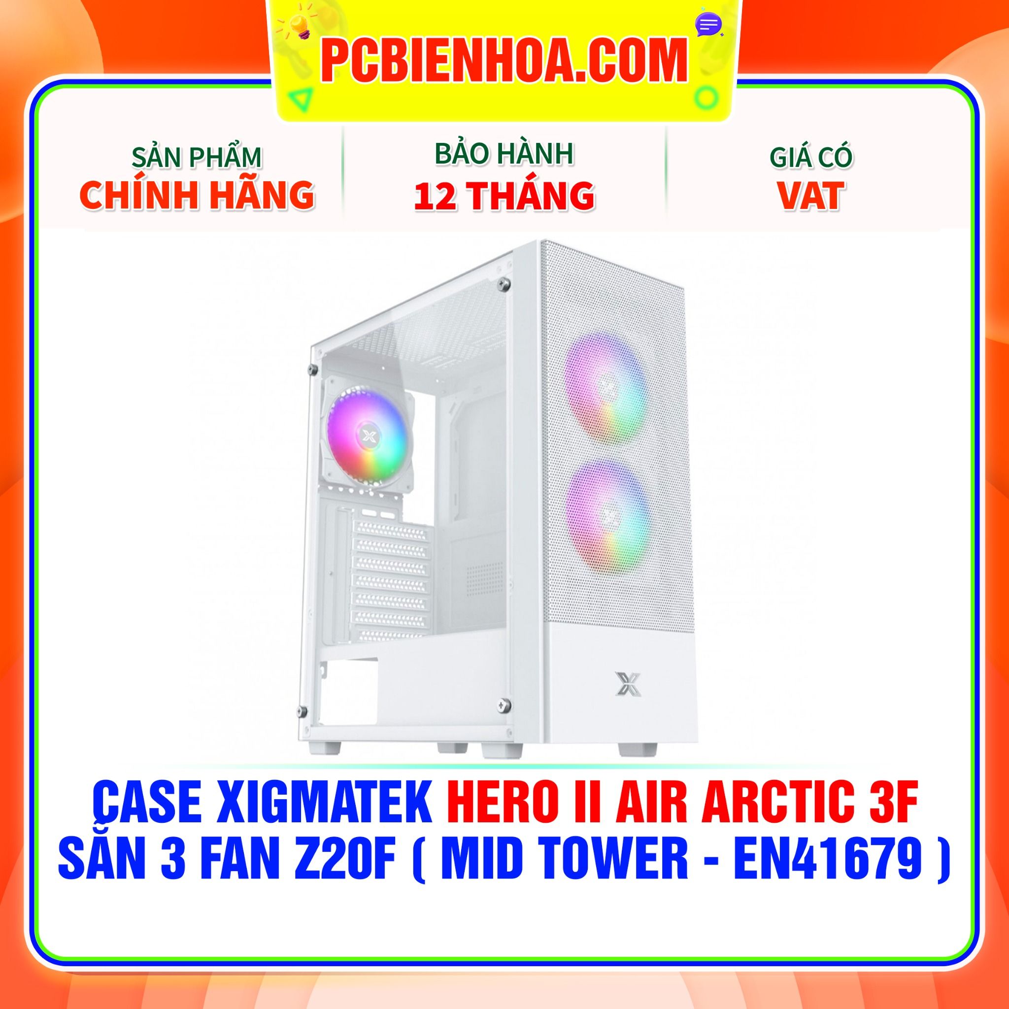  CASE XIGMATEK HERO II AIR ARCTIC 3F - SẴN 3 FAN Z20F ( MID TOWER - EN41679 ) 