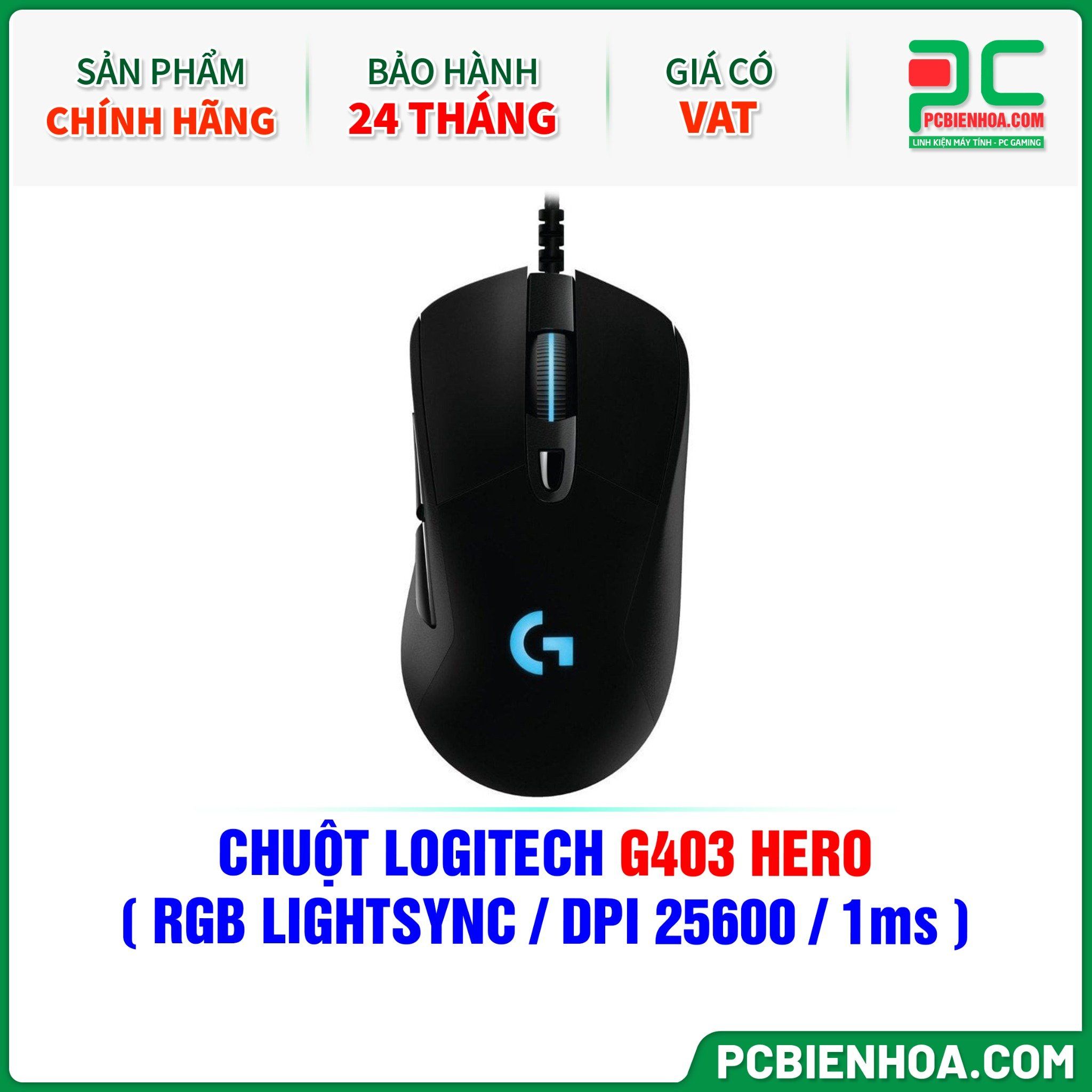 CHUỘT LOGITECH G403 HERO ( RGB LIGHTSYNC / DPI 25600 / 1ms )
