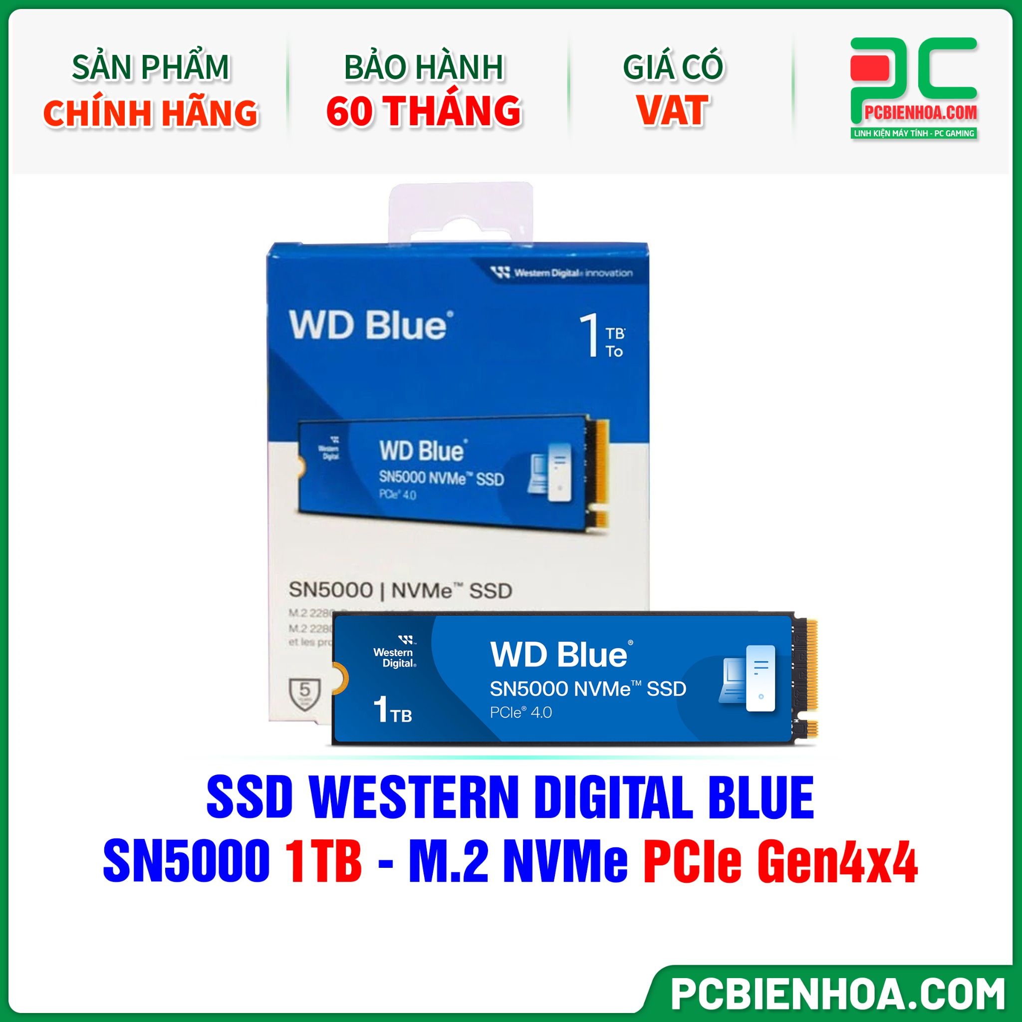 SSD WESTERN DIGITAL BLUE SN5000 1TB - M.2 NVMe PCIe Gen4x4 ( WDS100T4B0E )