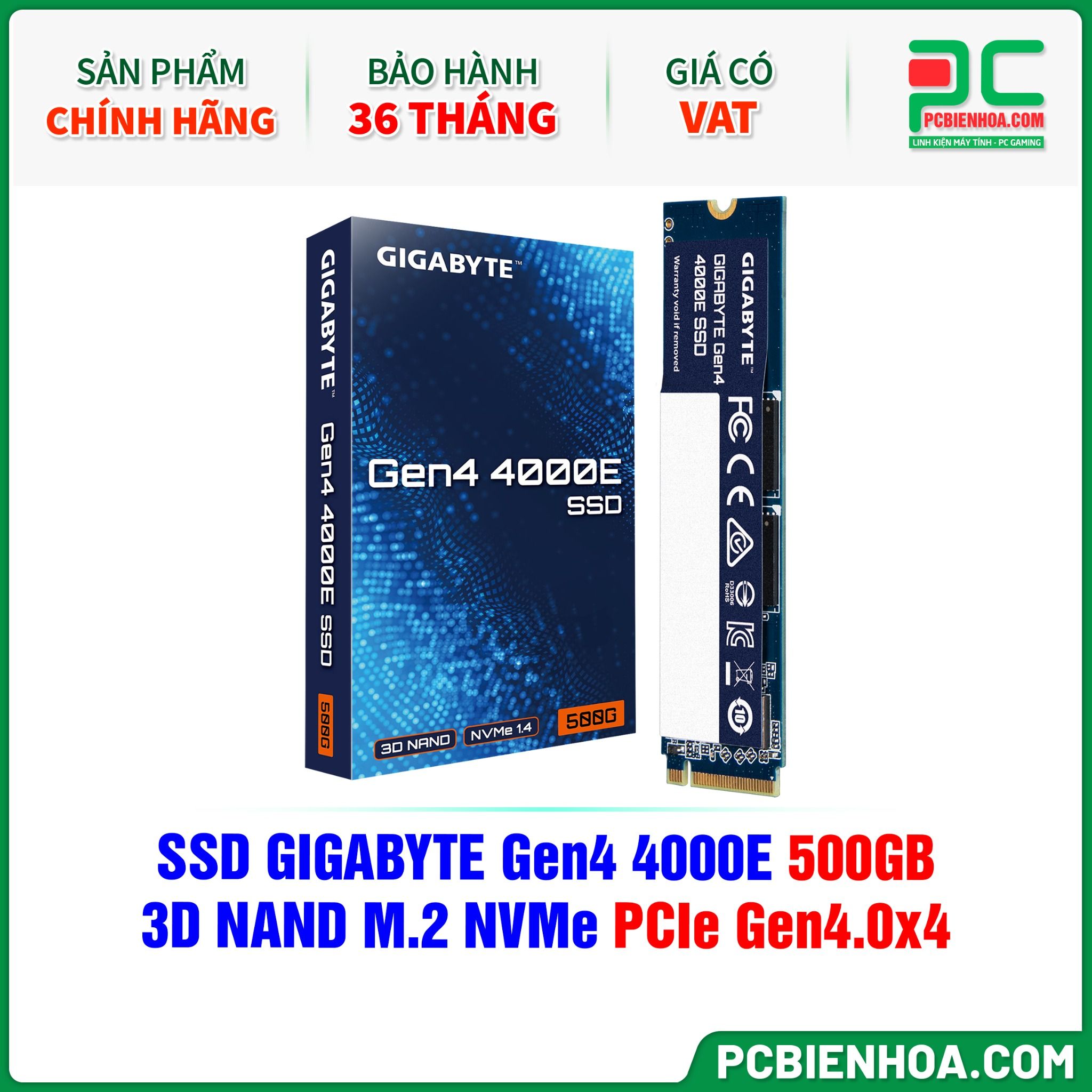 SSD GIGABYTE Gen4 4000E 500GB - 3D NAND M.2 NVMe PCIe Gen4.0x4 (G440E500G)