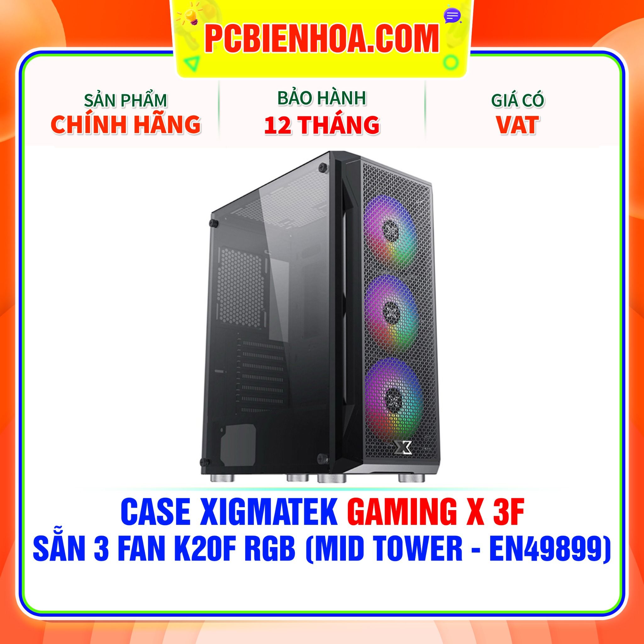  CASE XIGMATEK GAMING X 3F - SẴN 3 FAN K20F RGB ( MID TOWER - EN49899 ) 