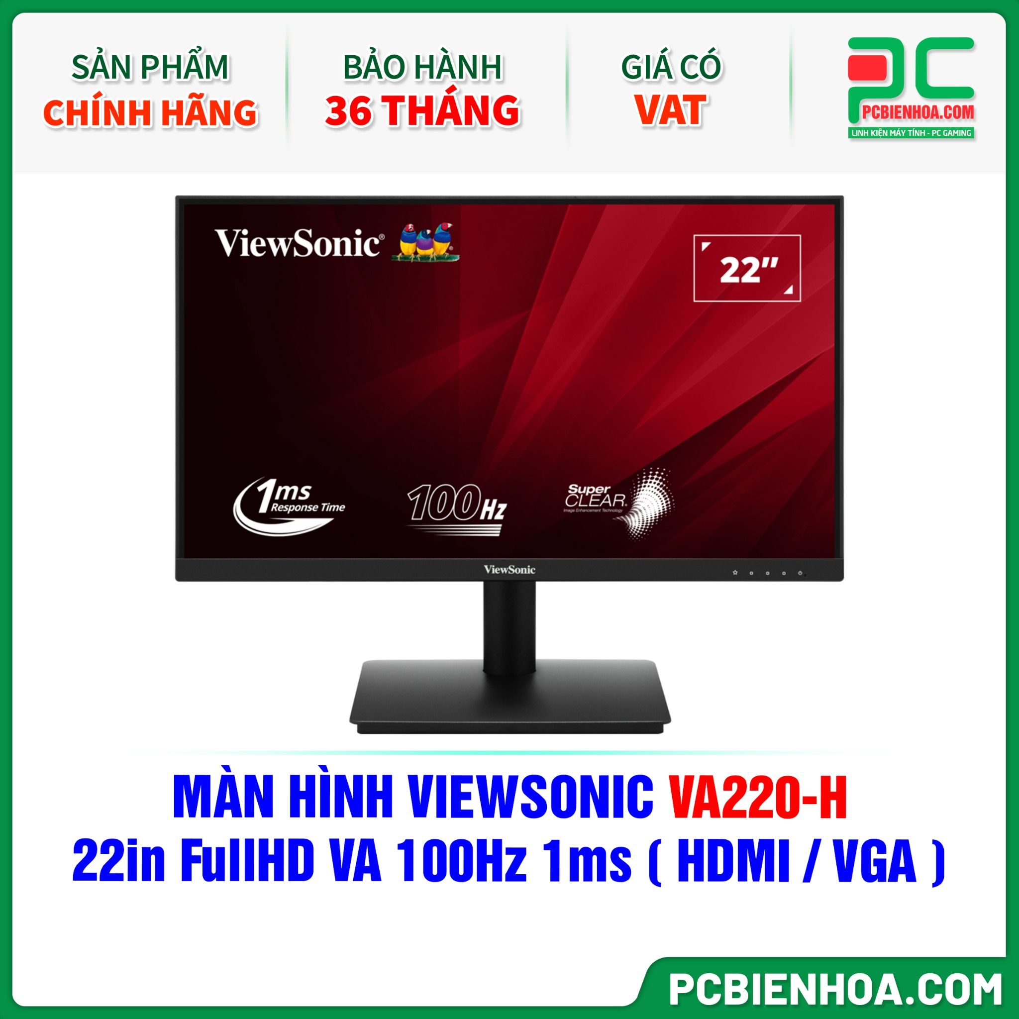 MÀN HÌNH VIEWSONIC VA220-H - 22in FullHD VA 100Hz 1ms ( HDMI / VGA )